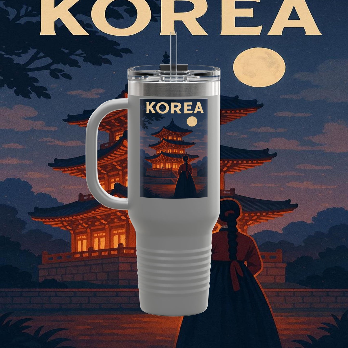 "Korean Insulated Travel Mug 🌸 – Ancient tradition and vibrant modernity"