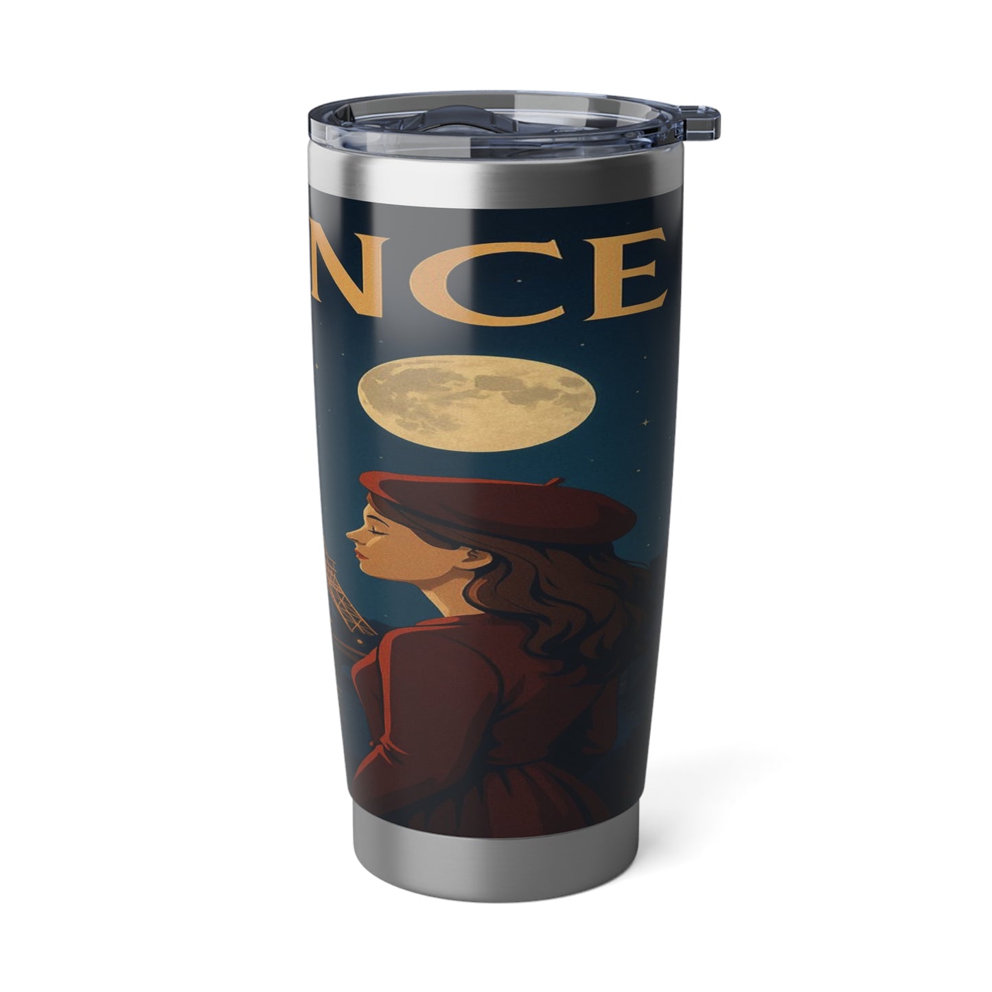 "Vaso Térmico Vagabond 20oz Francia: Romance bajo la Luna 🌙🗼✨"
