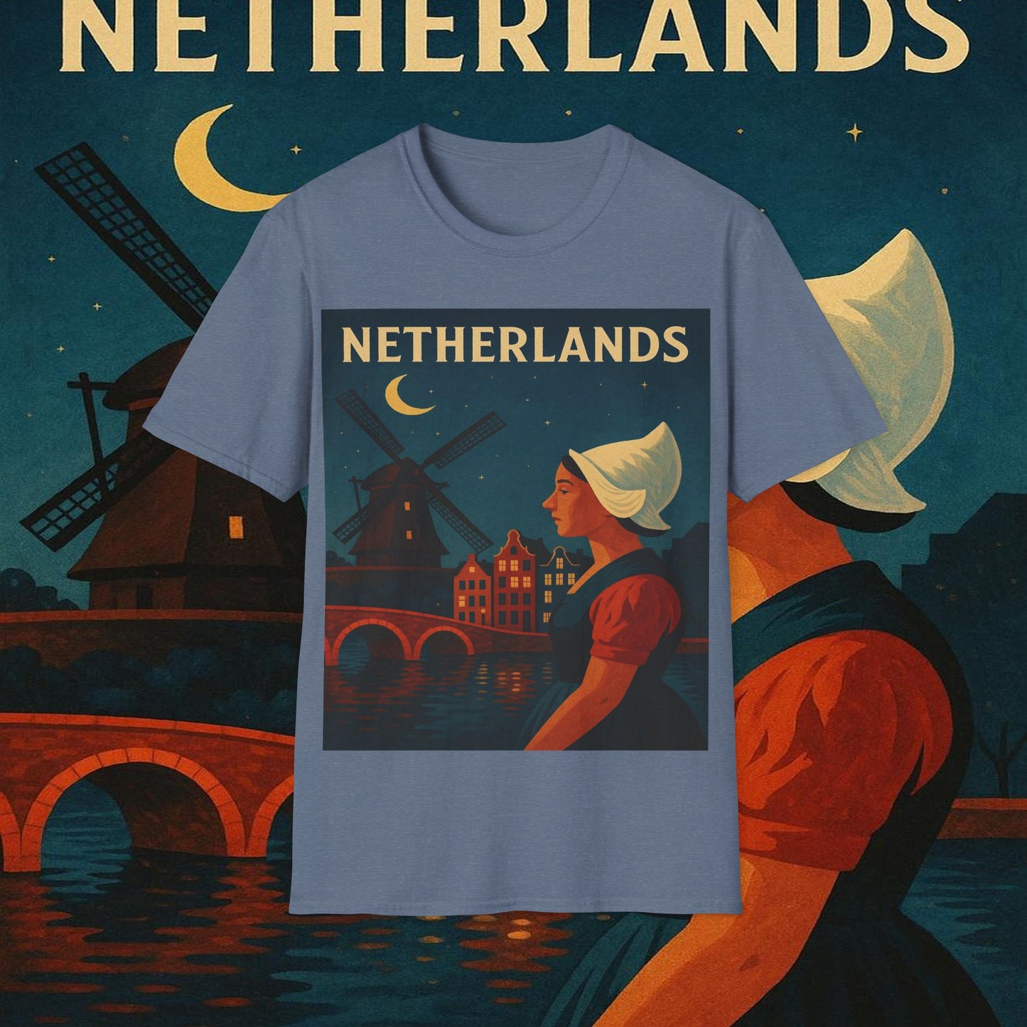 "Camiseta paises bajos✨ – Tierra de tulipanes, molinos y canales mágicos"