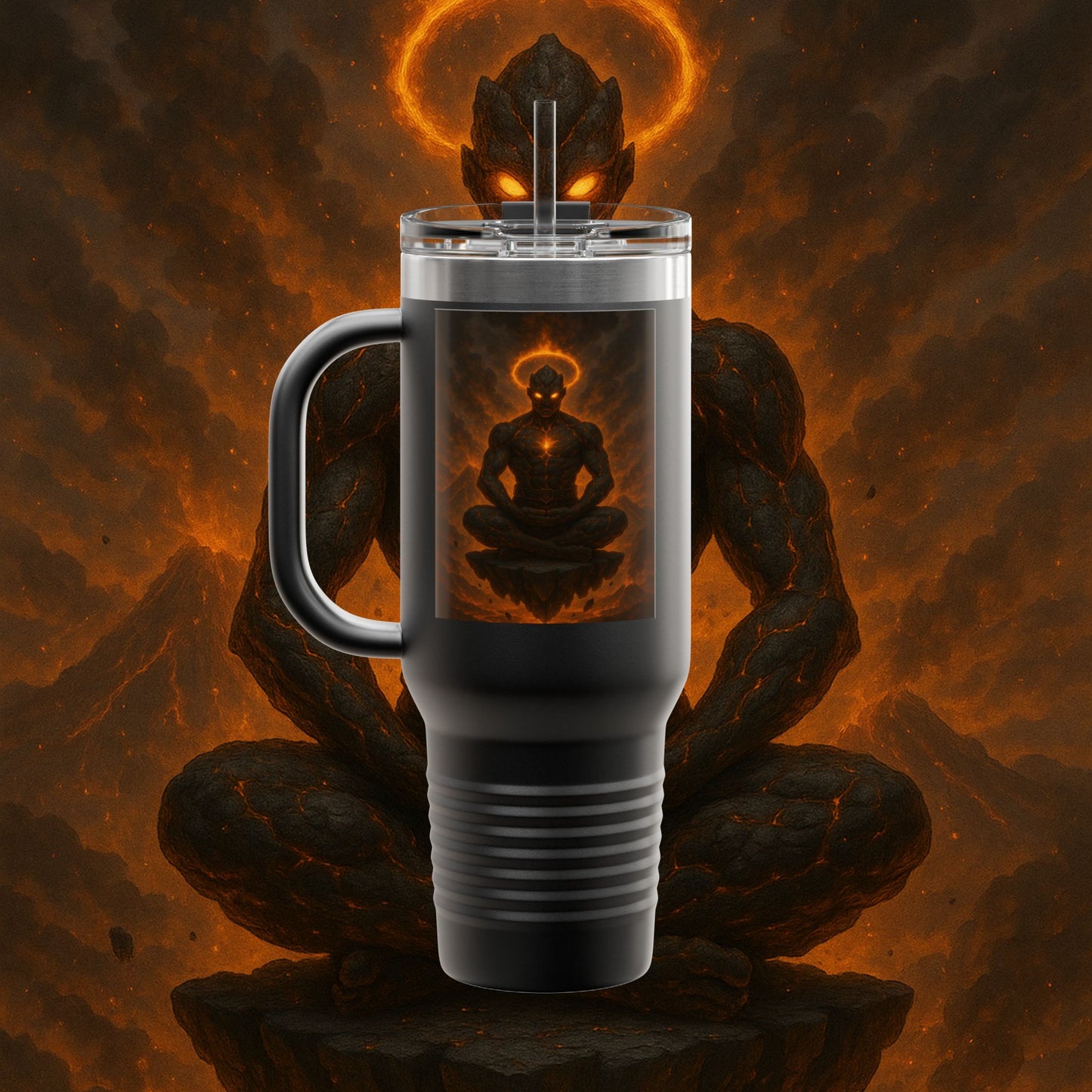 "Taza de viaje aislada Ignarh –🔥el Guardián del Silencio"
