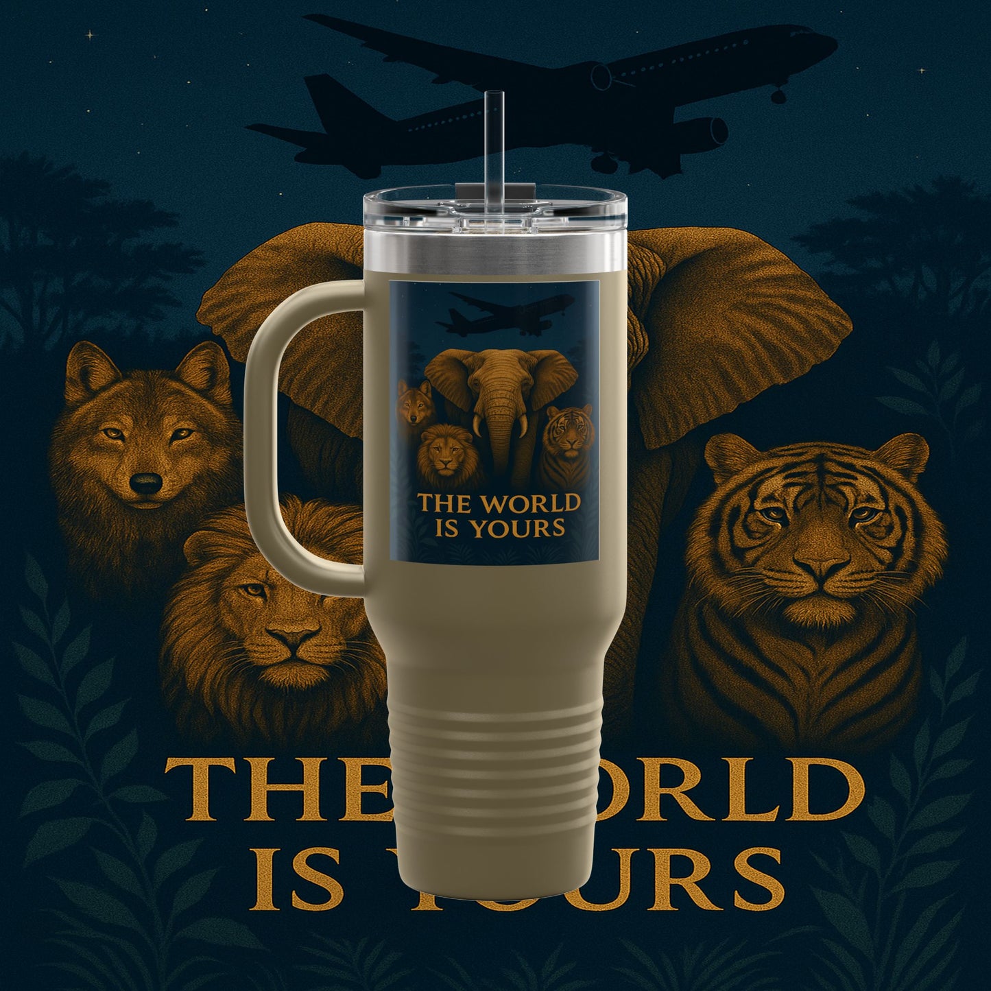 "Taza de viaje aislada El mundo es tuyo"🌍✨