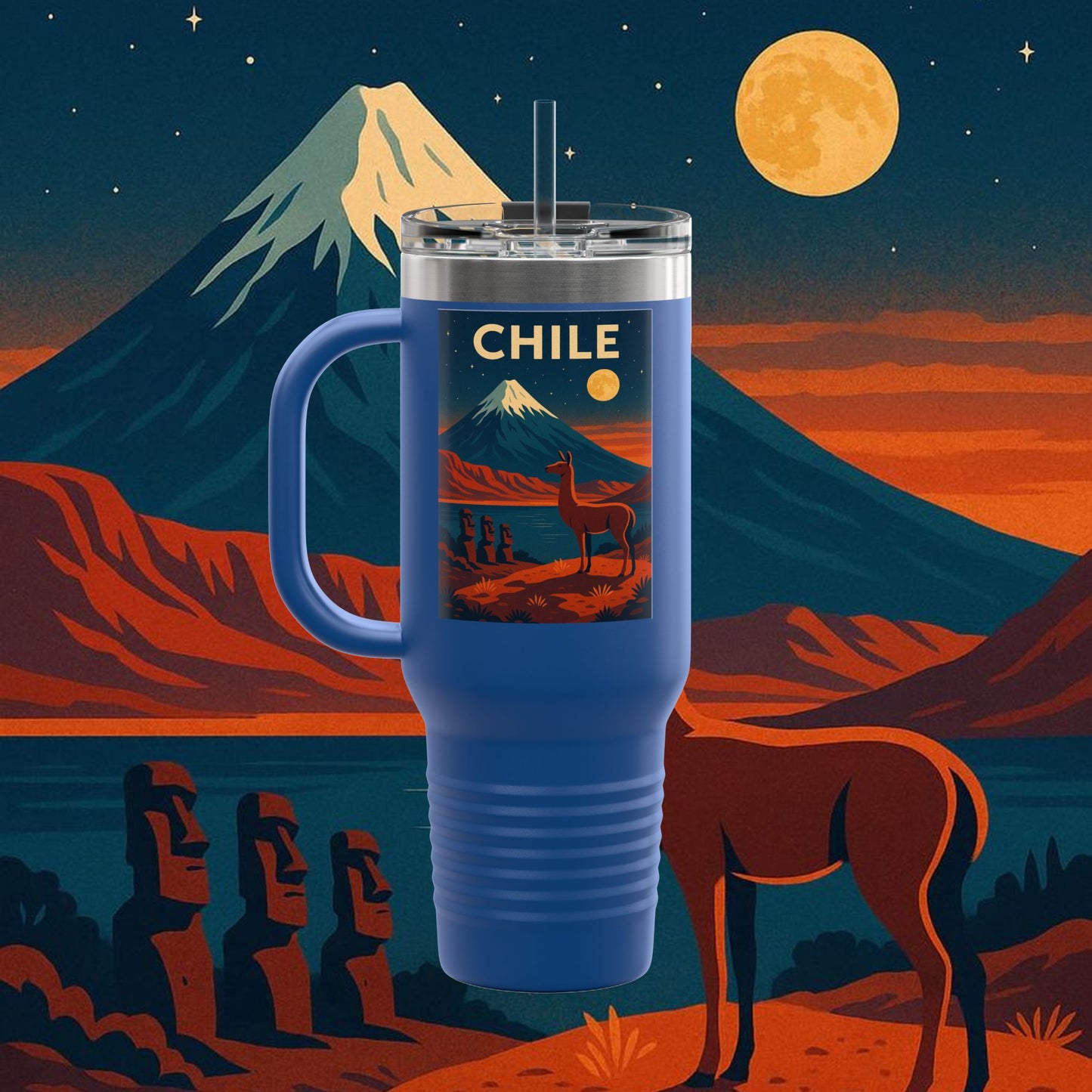 "Chile Insulated Travel Mug: Untamed Nature and Eternal Horizons 🏔️🍇🏜️"