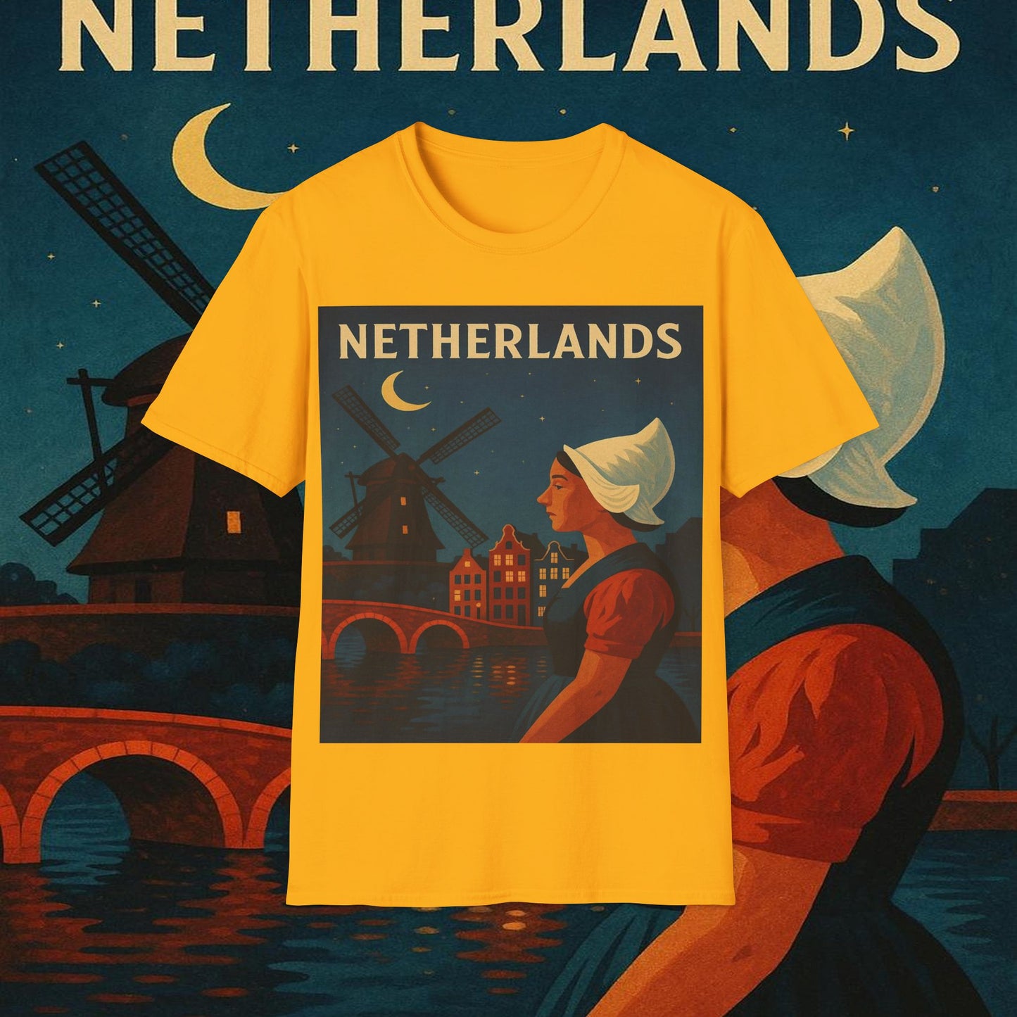 "Camiseta paises bajos✨ – Tierra de tulipanes, molinos y canales mágicos"