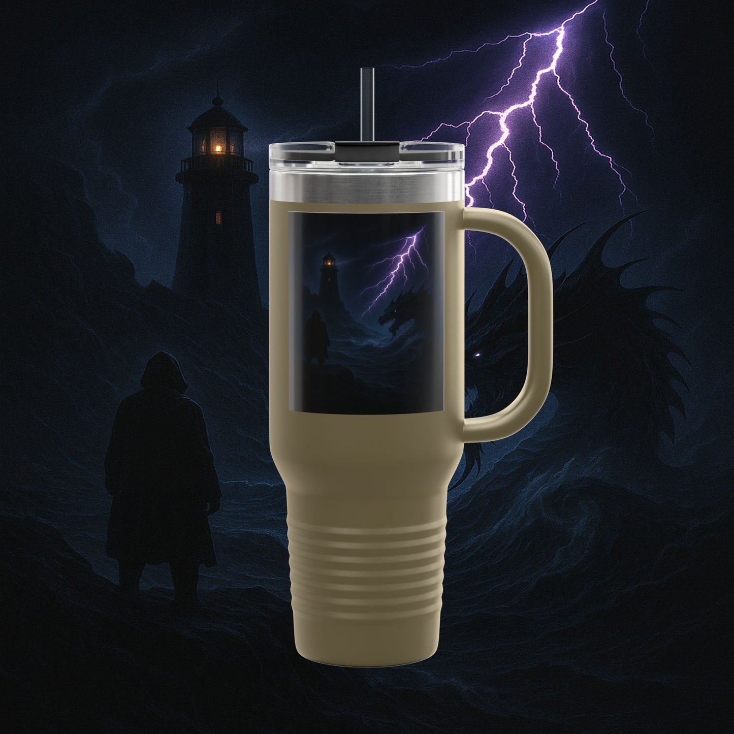 "Taza de viaje aislada🐉 El Despertar del Leviatán"