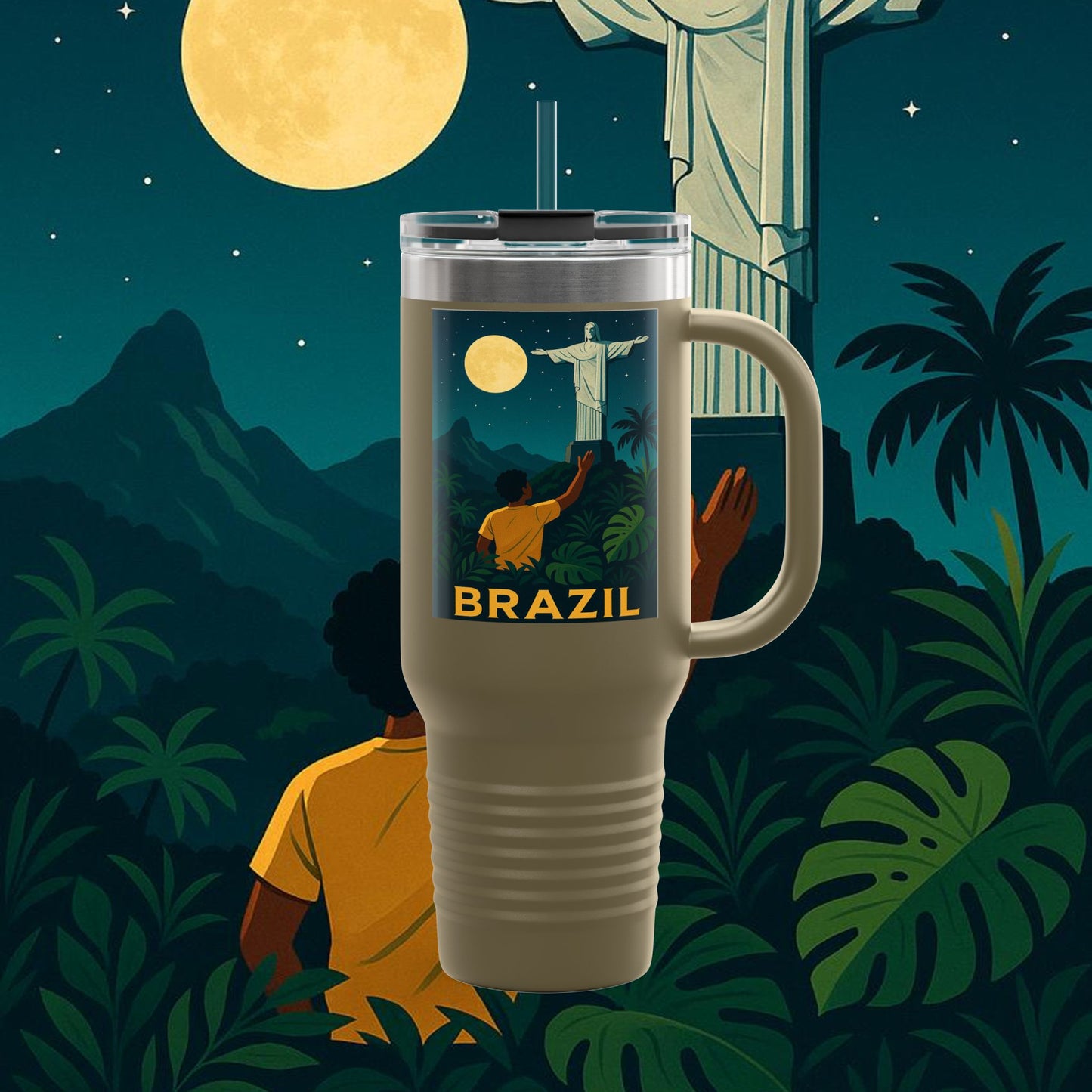 "taza de Viaje Aislada Brasil: Ritmo, Naturaleza y Alegría Infinita 🎶🌴🏖️"