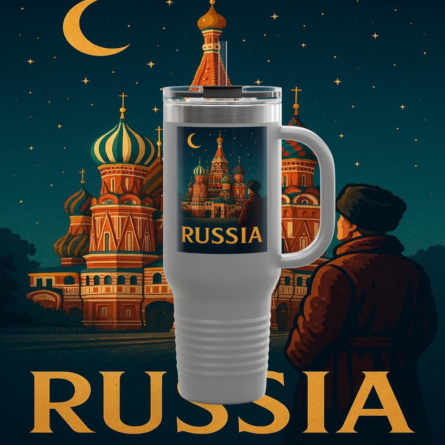 "Russia Insulated Travel Mug❄️ – Land of history, mystery, and grandeur"