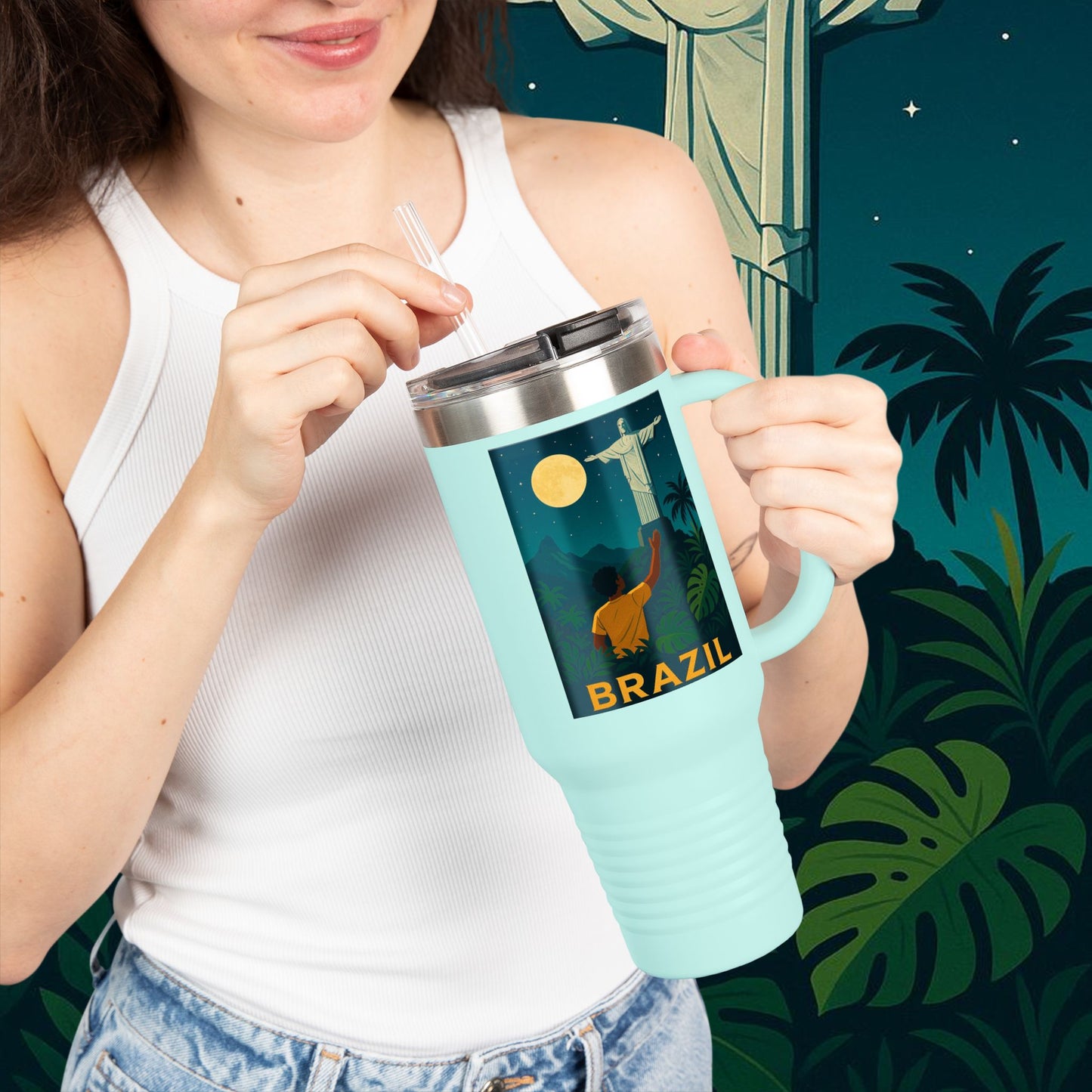 "taza de Viaje Aislada Brasil: Ritmo, Naturaleza y Alegría Infinita 🎶🌴🏖️"