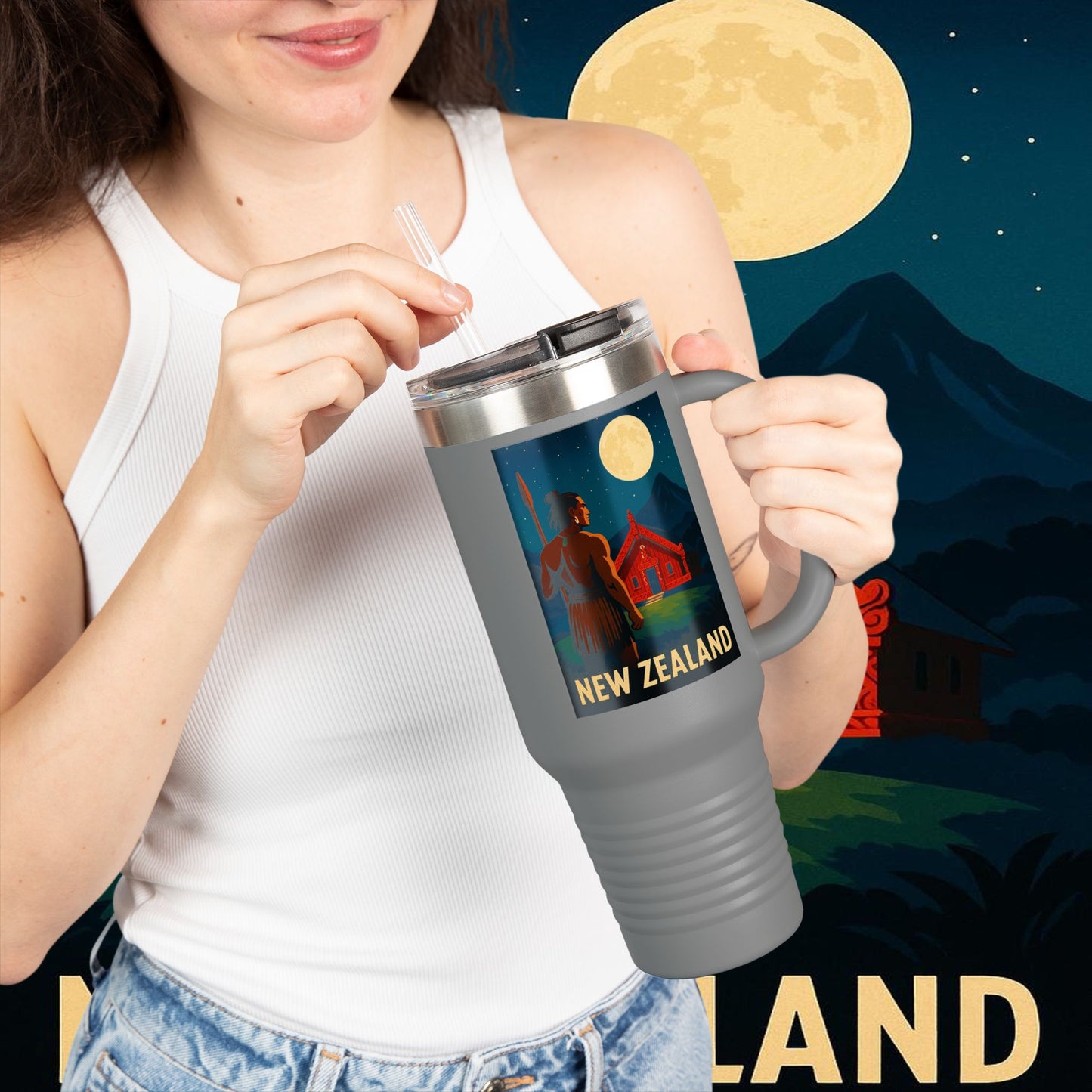 "New Zealand Insulated Travel Mug🏞️ – A paradise of nature and adventure"