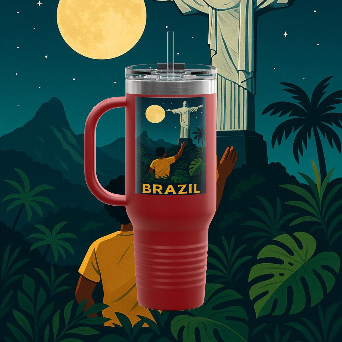 "taza de Viaje Aislada Brasil: Ritmo, Naturaleza y Alegría Infinita 🎶🌴🏖️"