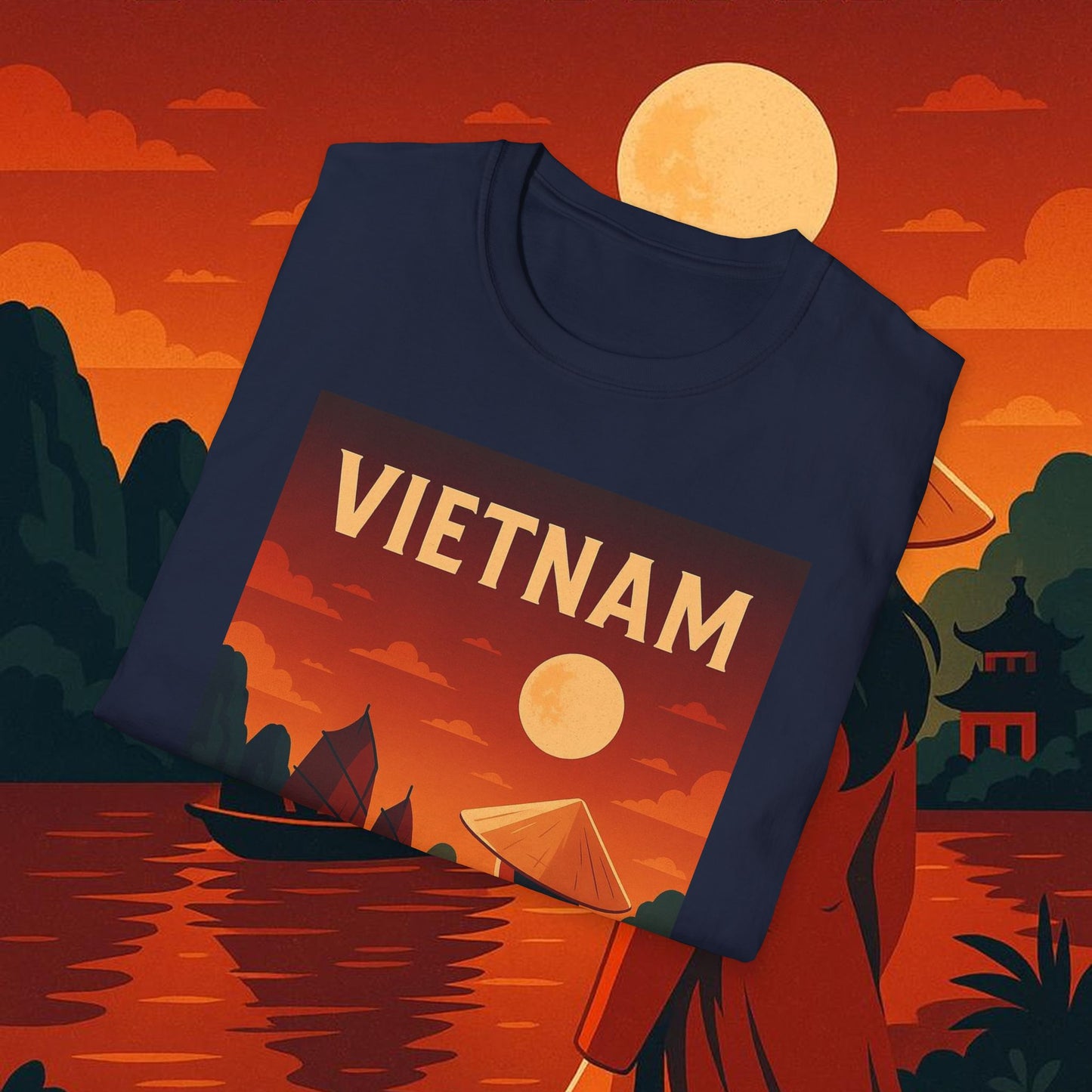 "Camiseta Vietnam: Tradición, Naturaleza y Leyendas Ancestrales 🎋🏯🐉"