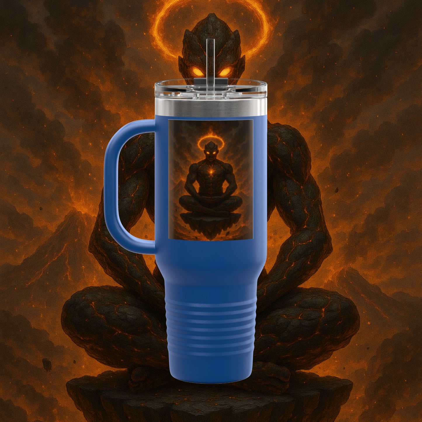 "Taza de viaje aislada Ignarh –🔥el Guardián del Silencio"