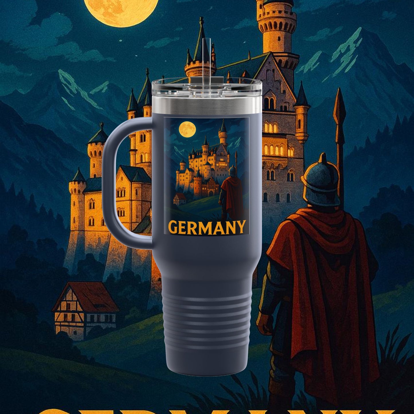 "taza de Viaje Aislada Alemania: Fortaleza, Historia y Tradición 🎖️🏰🍺"