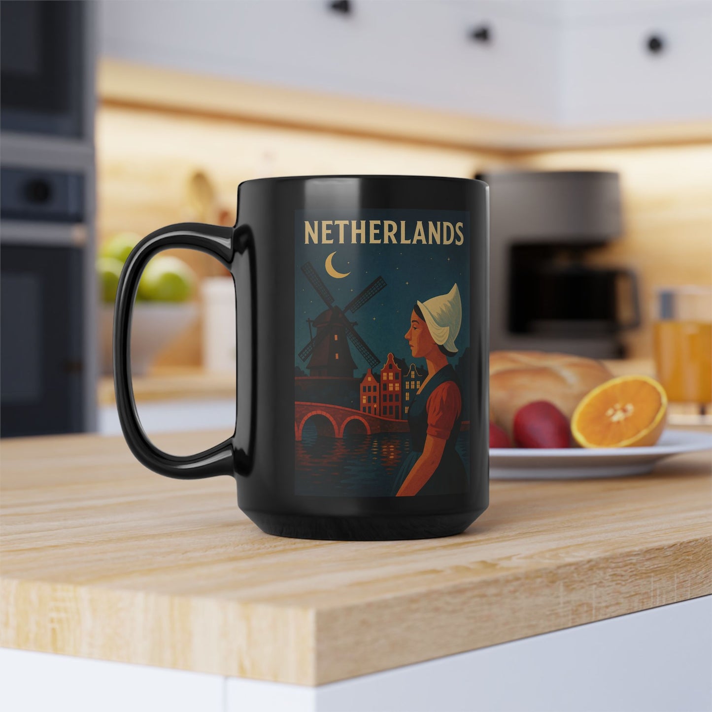 "Netherlands Mug✨ – Land of tulips, windmills, and magical canals"
