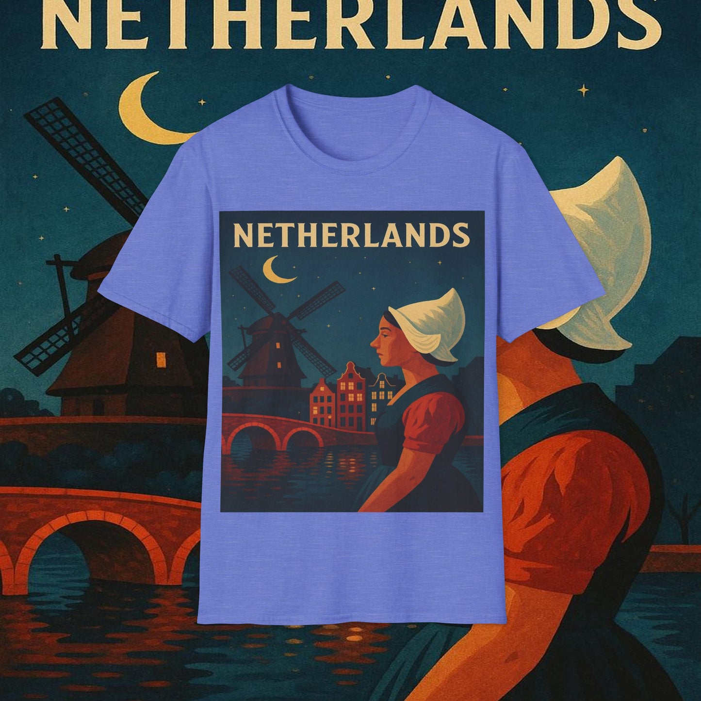 "Camiseta paises bajos✨ – Tierra de tulipanes, molinos y canales mágicos"