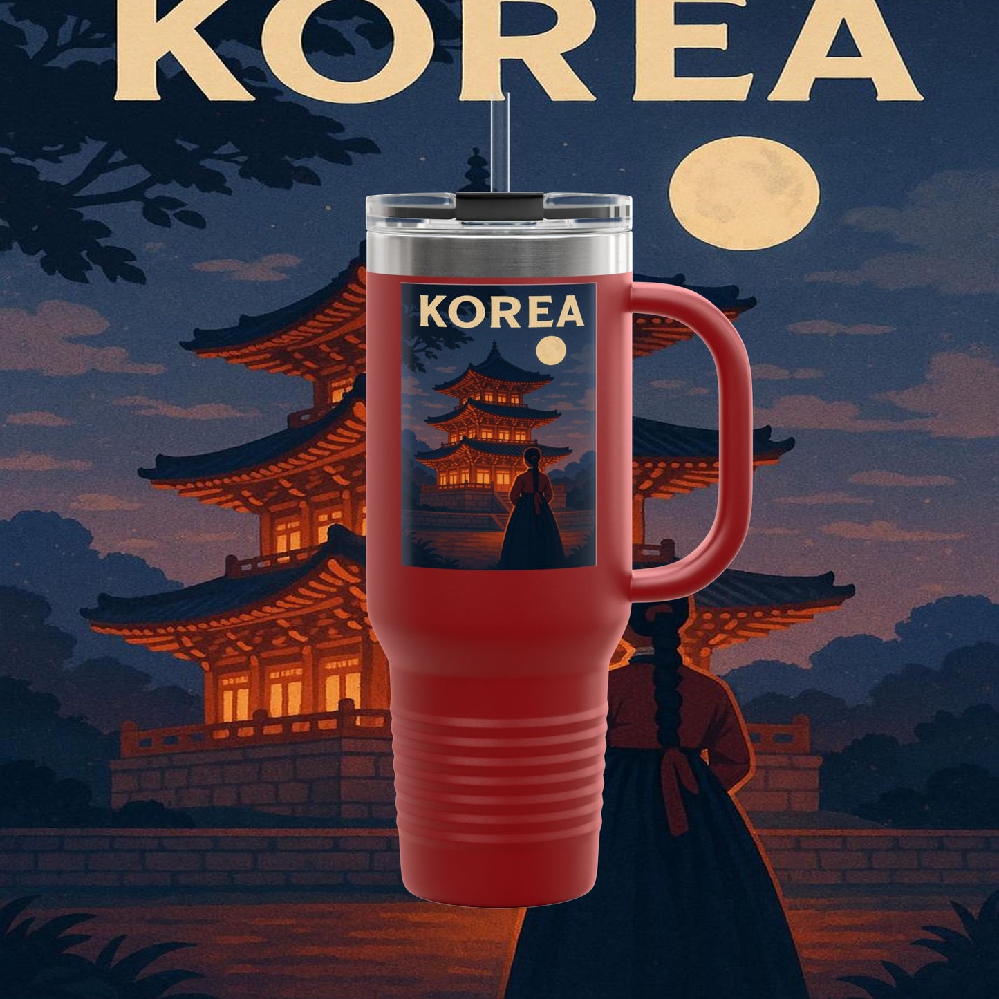 "Korean Insulated Travel Mug 🌸 – Ancient tradition and vibrant modernity"