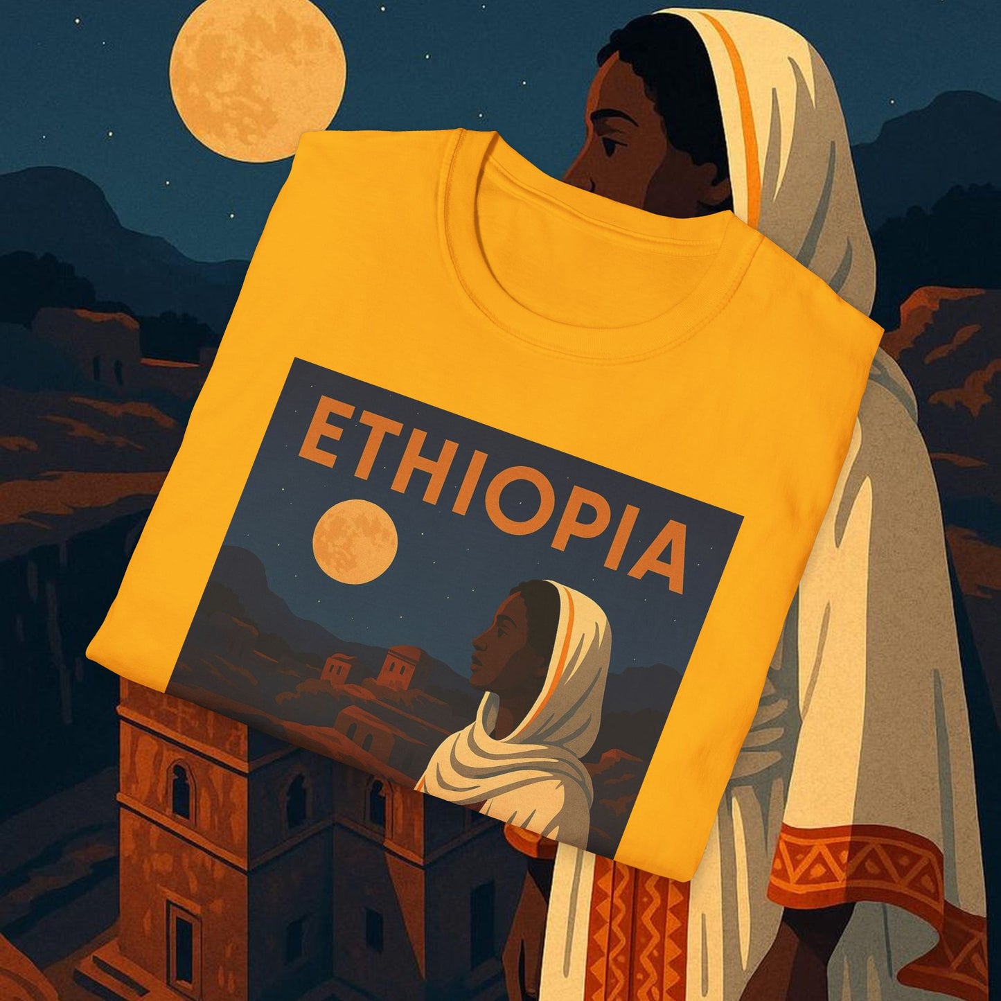 "Camiseta Etiopía Tierra sagrada y alma ancestral"
