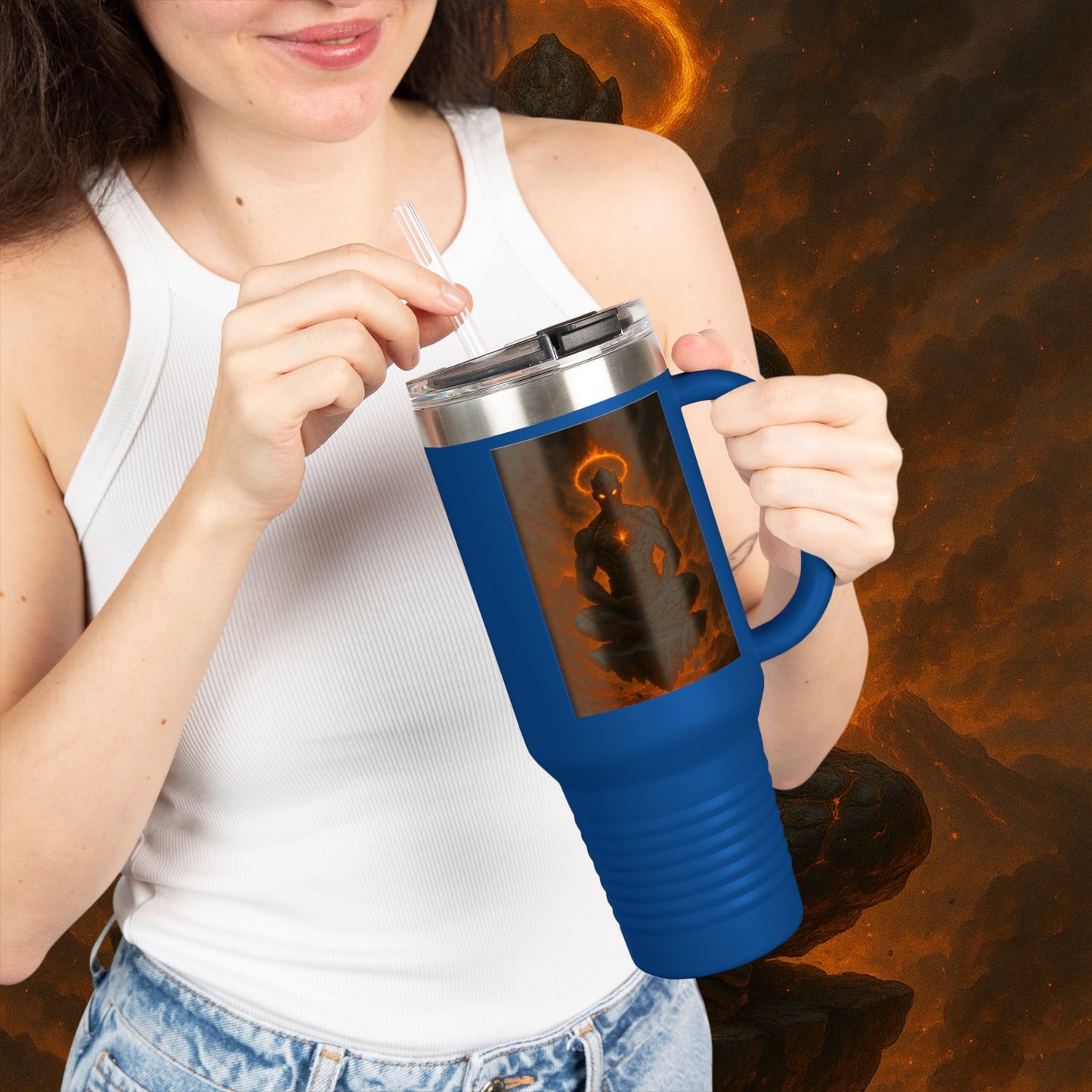 "Taza de viaje aislada Ignarh –🔥el Guardián del Silencio"