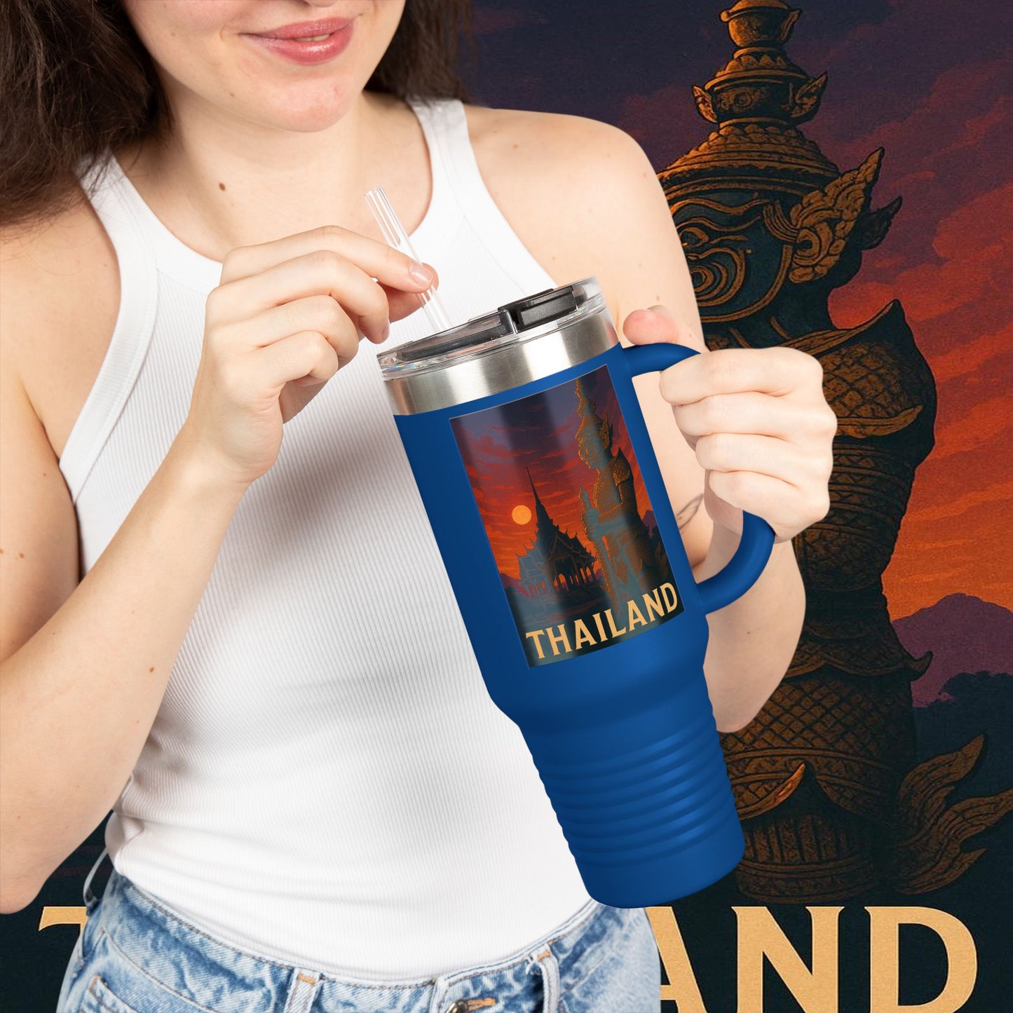 "Thailand Insulated Travel Mug🌴 – The Kingdom of Smiles and Adventure"