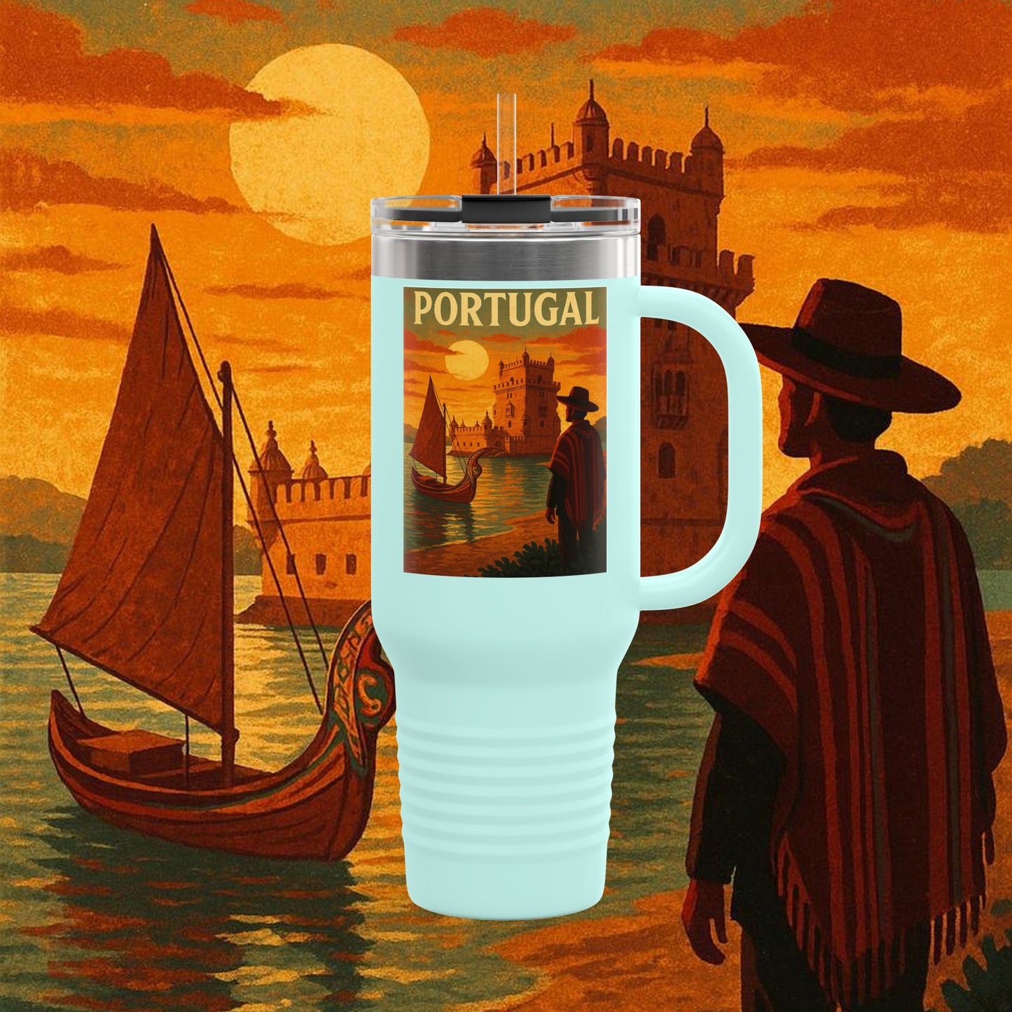 "Portugal Insulated Travel Mug: Atlantic Charm, Fados and Azulejos ๐๐ถ๐งฟ"