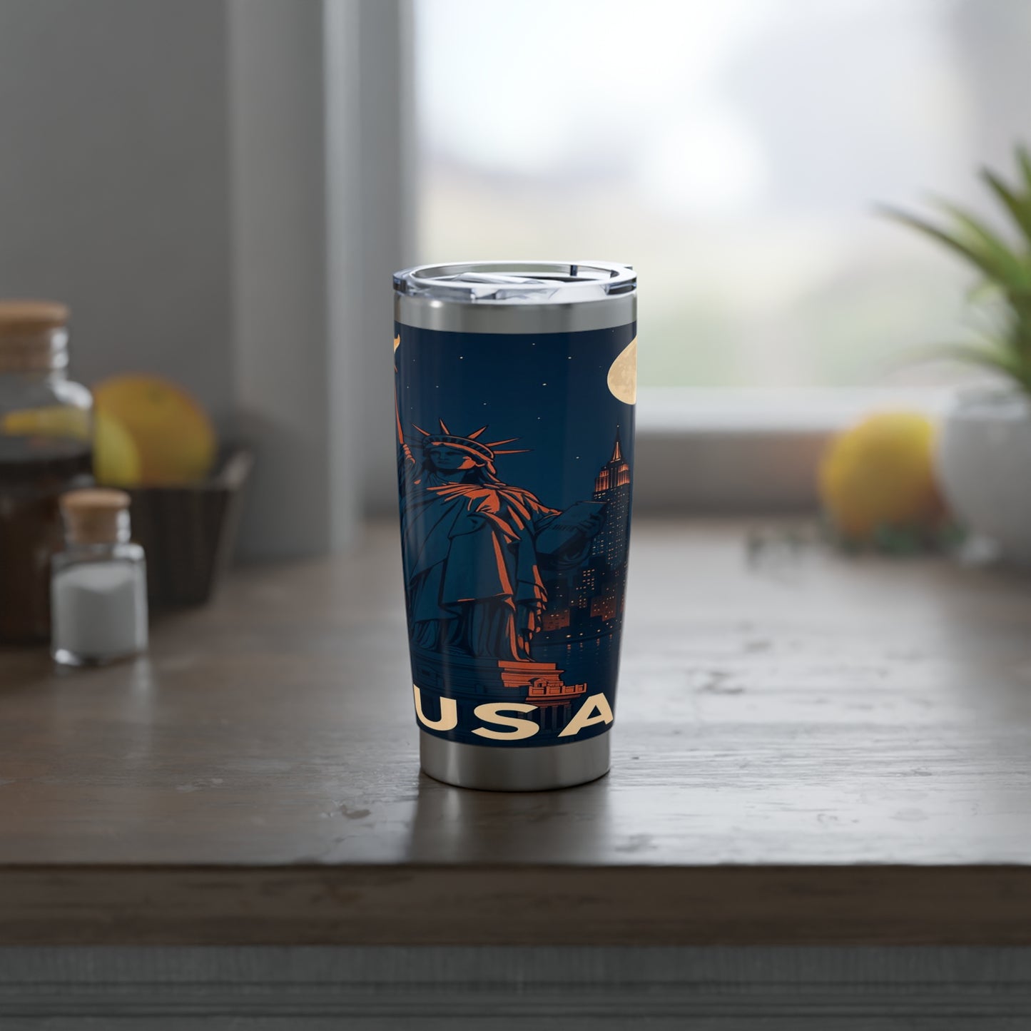 "Vaso Térmico Vagabond 20oz Estados Unidos: Sueños, Libertad y Grandes Horizontes 🗽🏜️🌆"