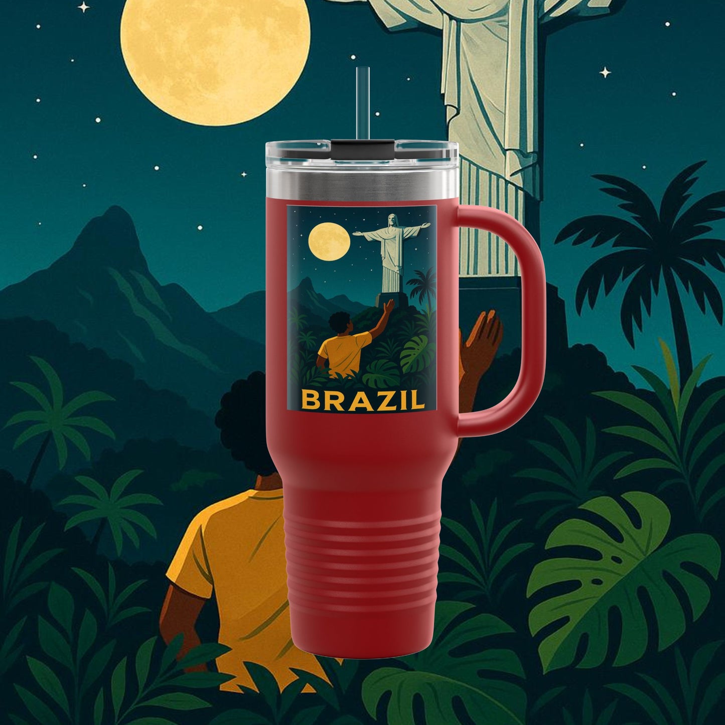 "taza de Viaje Aislada Brasil: Ritmo, Naturaleza y Alegría Infinita 🎶🌴🏖️"