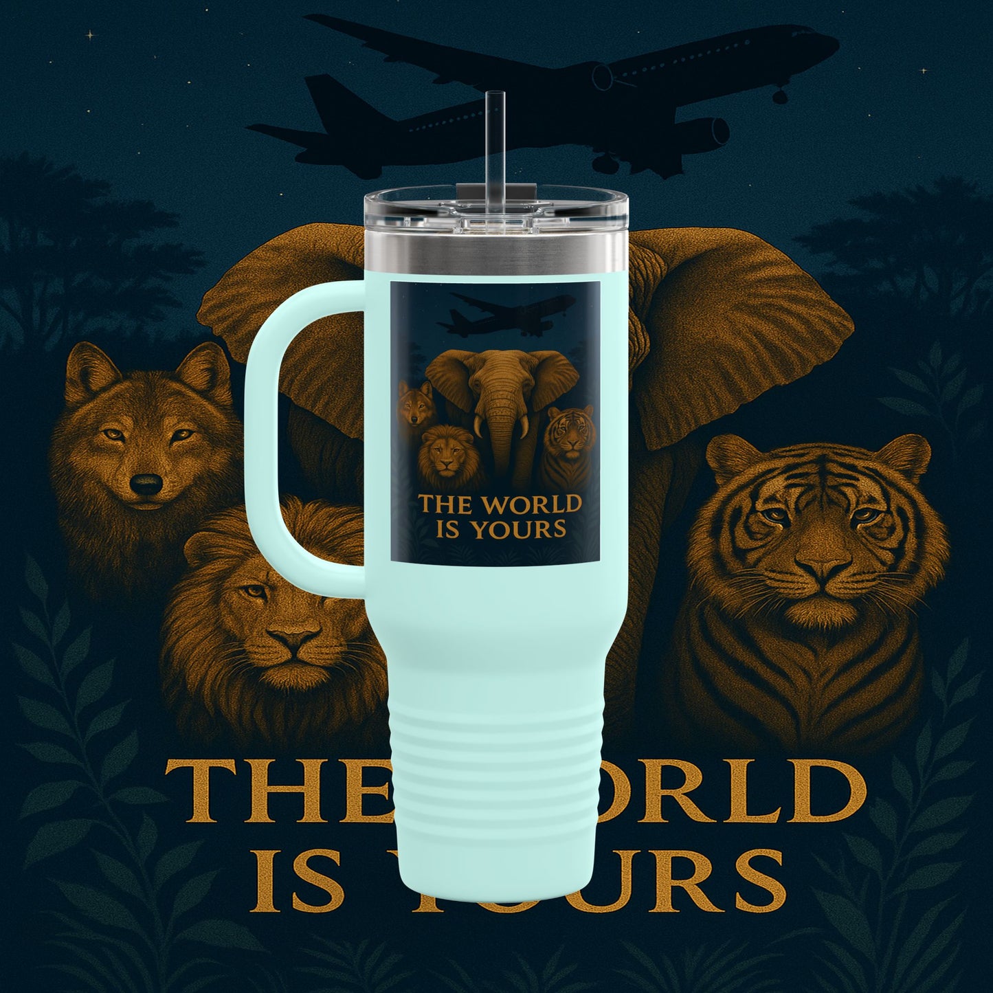 "Taza de viaje aislada El mundo es tuyo"🌍✨