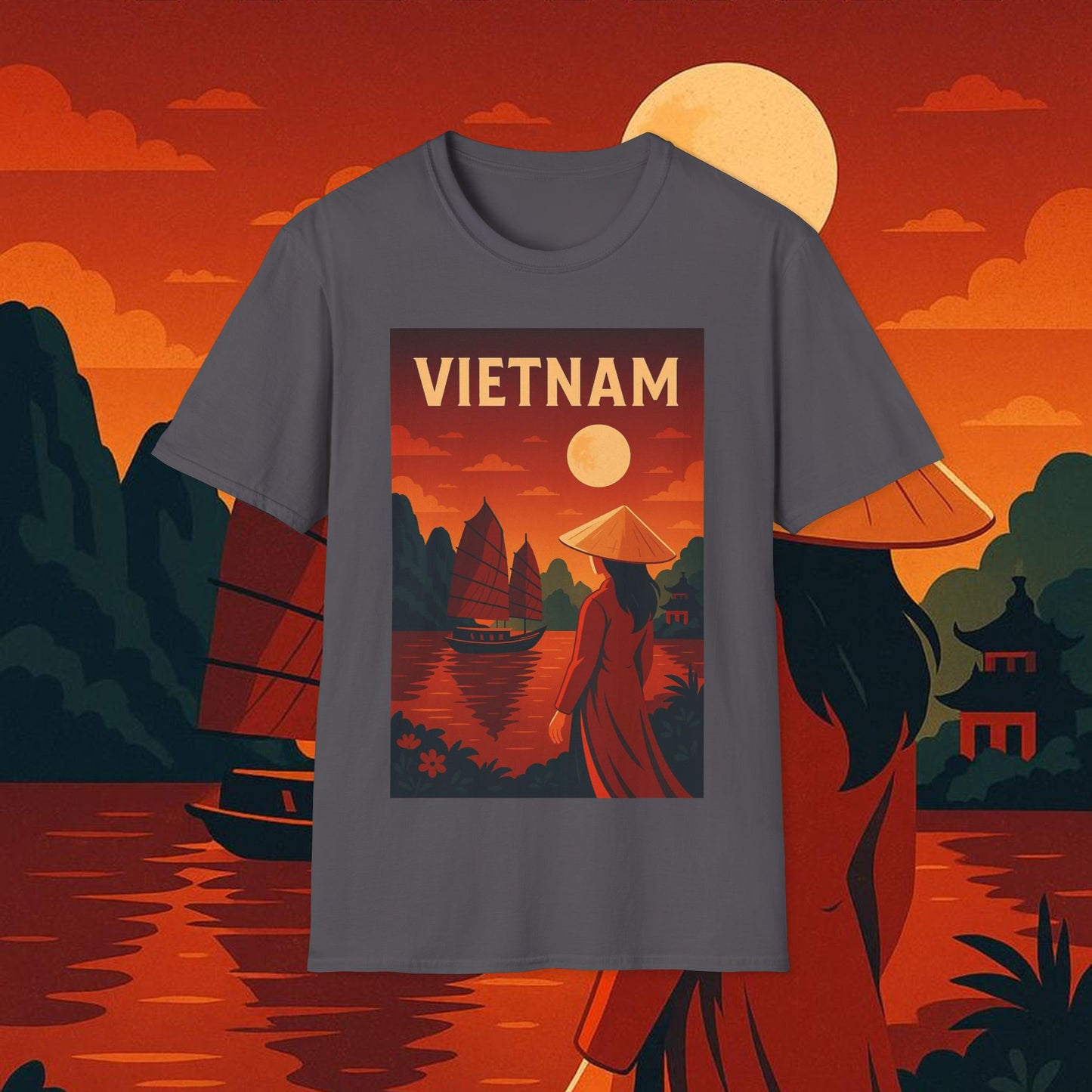 "Camiseta Vietnam: Tradición, Naturaleza y Leyendas Ancestrales 🎋🏯🐉"
