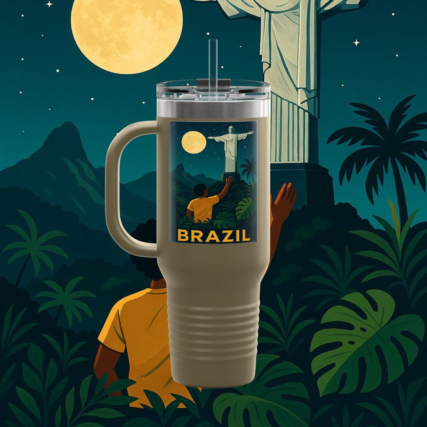 "taza de Viaje Aislada Brasil: Ritmo, Naturaleza y Alegría Infinita 🎶🌴🏖️"