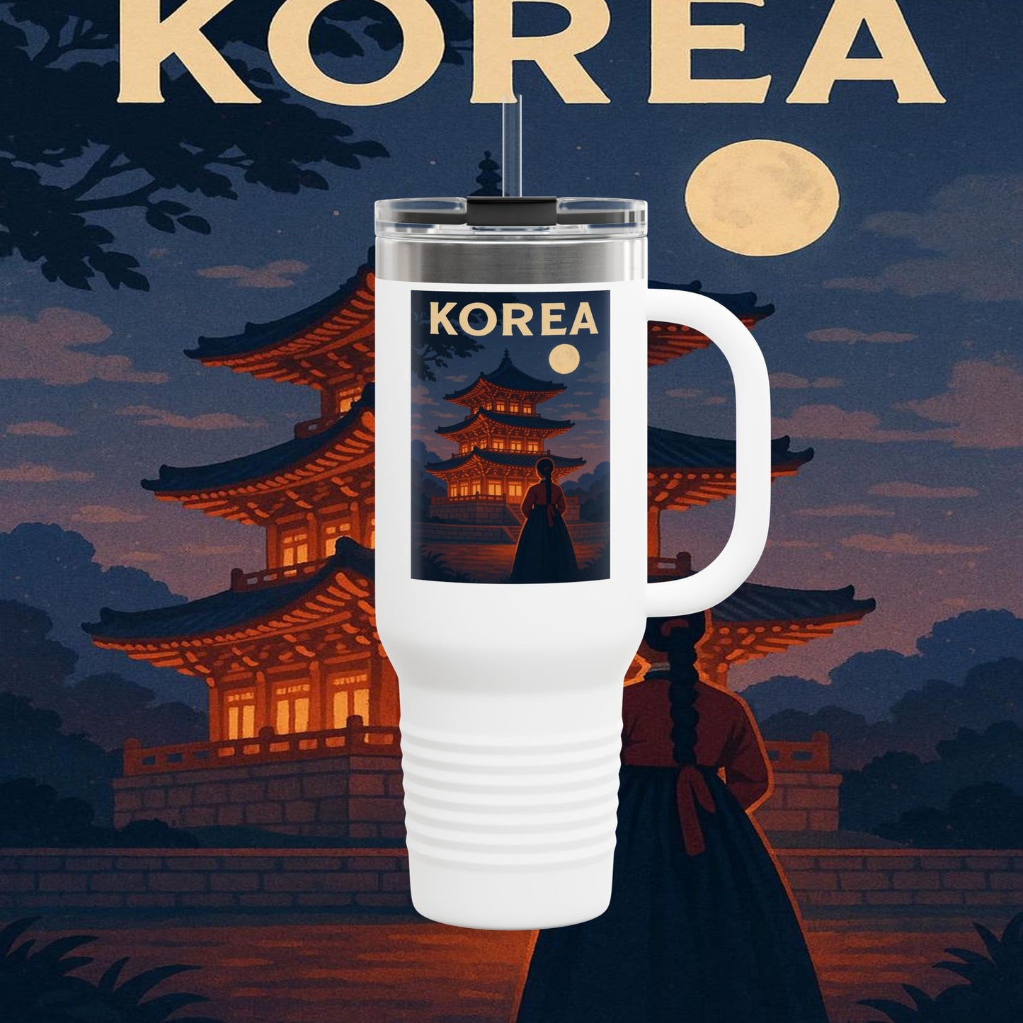 "Korean Insulated Travel Mug 🌸 – Ancient tradition and vibrant modernity"