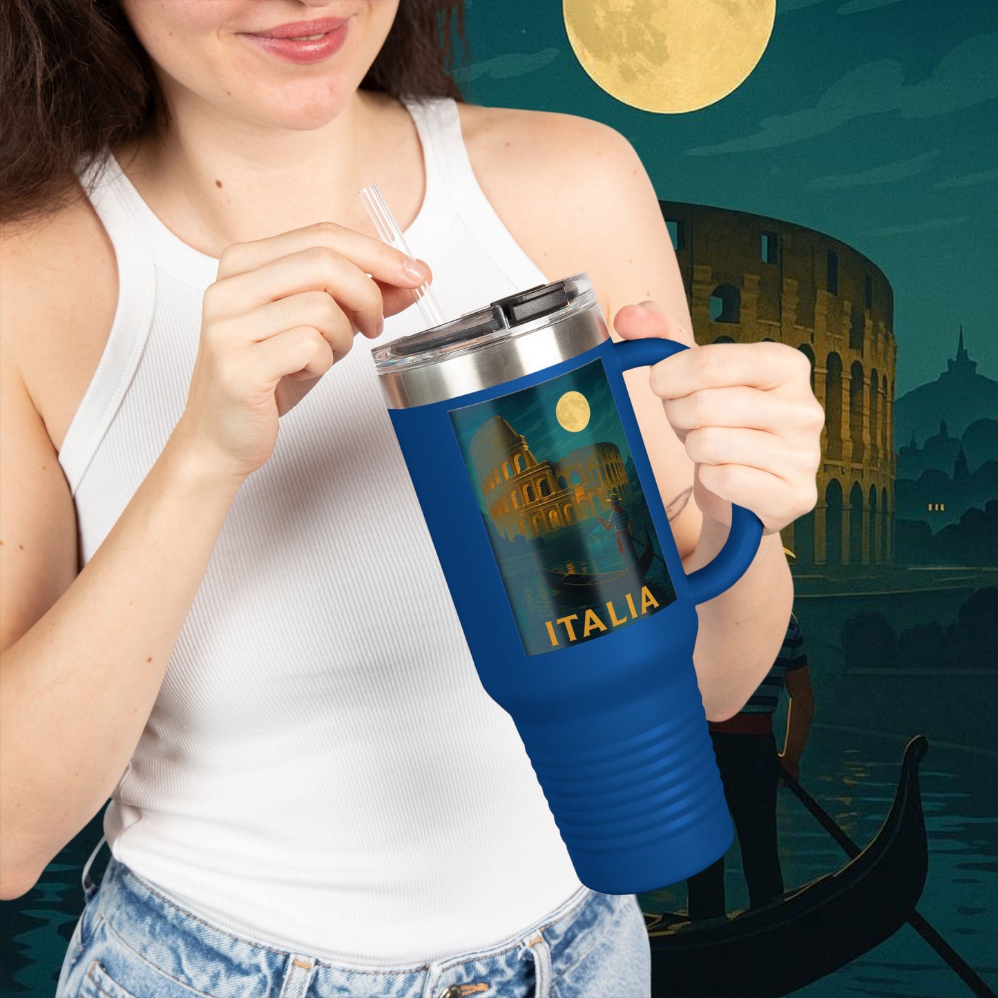 "Italy Insulated Travel Mug: Art, Passion, and Eternal Flavors 🎨🍝🏛️"