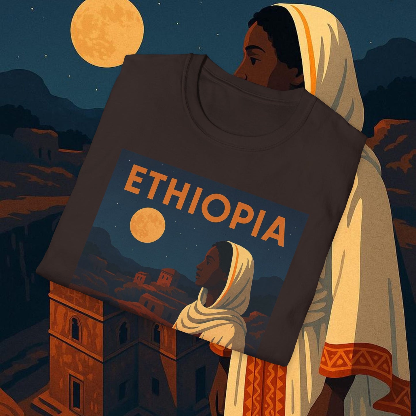 "Camiseta Etiopía Tierra sagrada y alma ancestral"