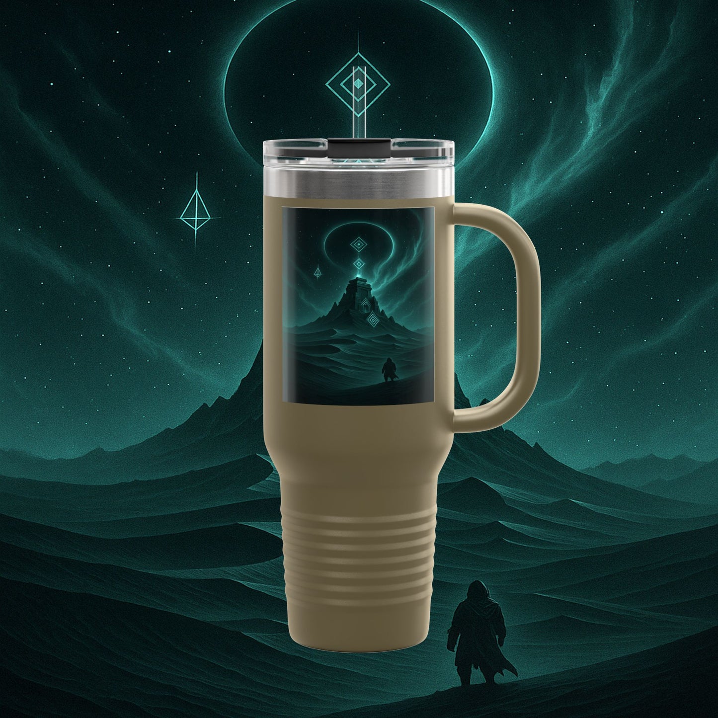 "Taza de viaje aislada🪐Templo del Cosmos"