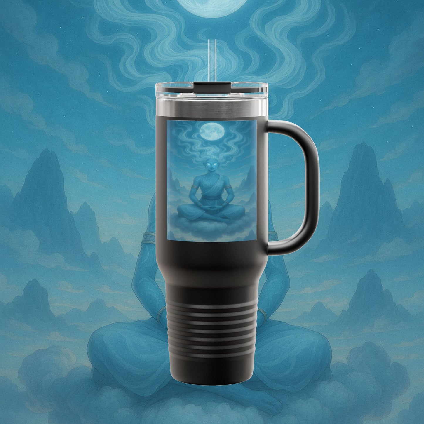 "Taza de viaje aislada Zephala,💨- la Voz del Viento Eterno"