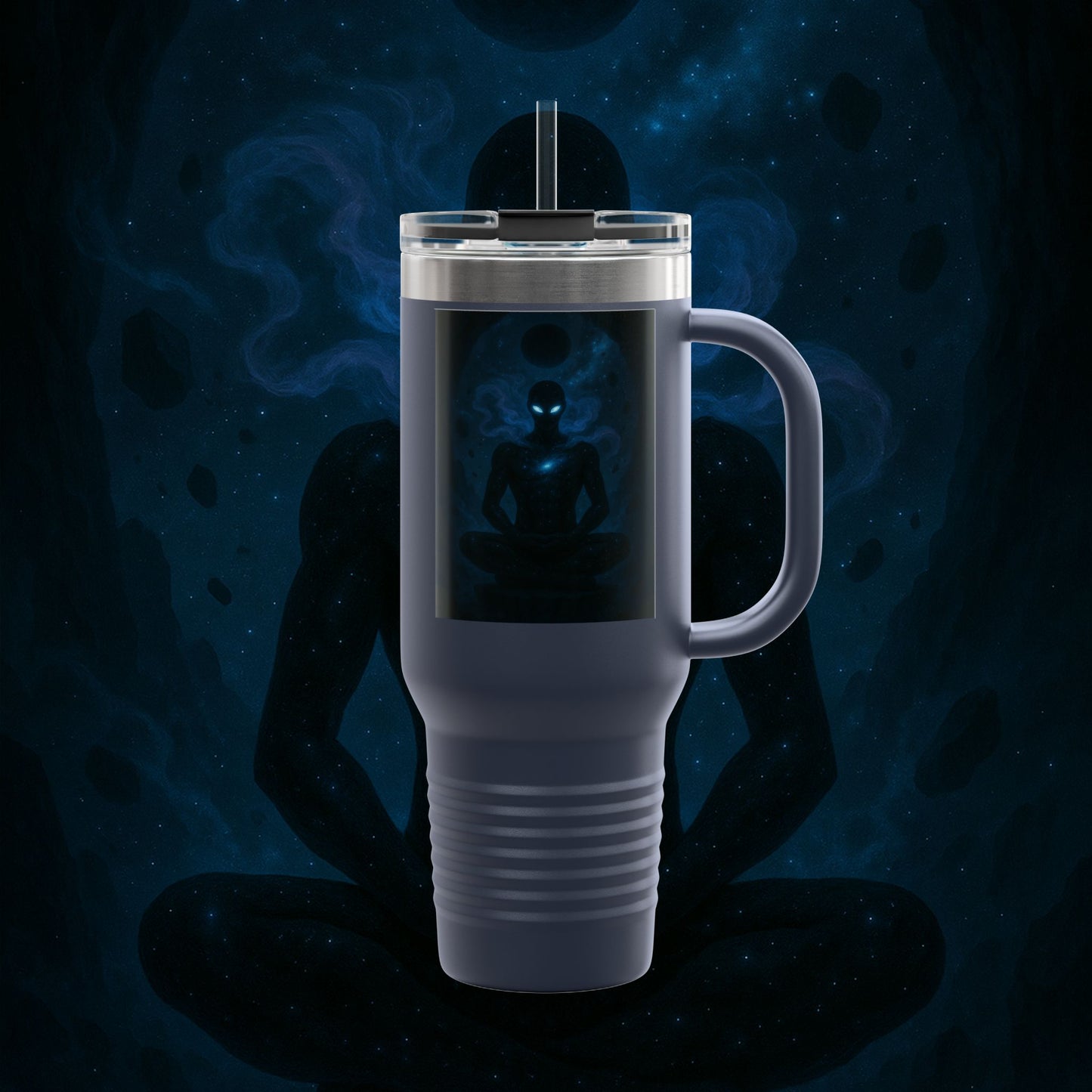 "Taza de viaje aislada 🌌 Nok Tael, el Destello del Vacío"