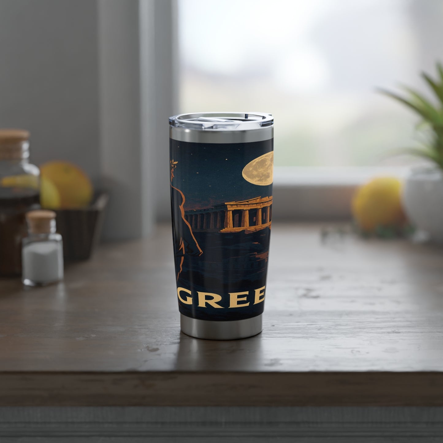 "Vaso Térmico Vagabond 20oz Grecia: Cuna de Dioses, Maravillas y Filosofía 🌊🏛️⚡"