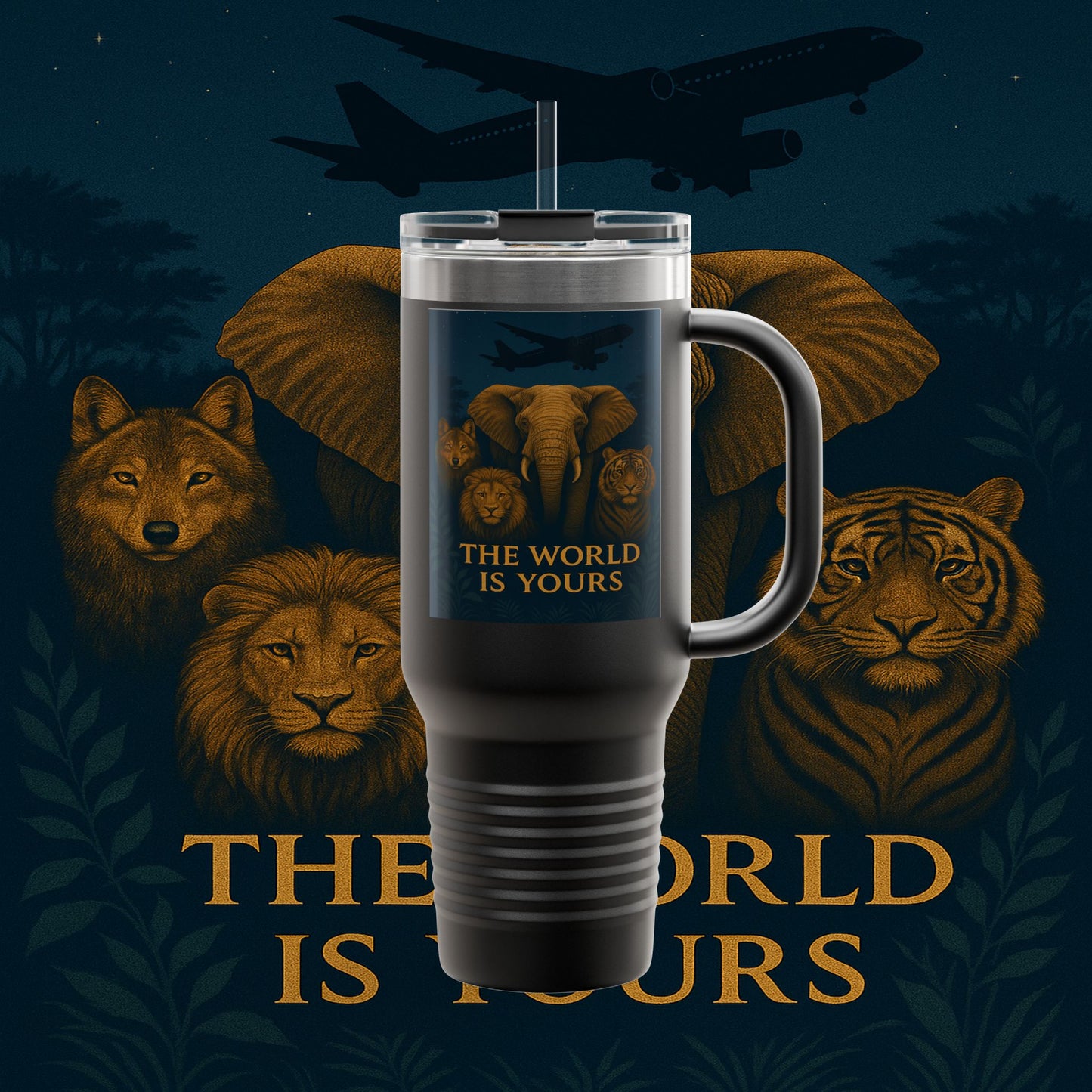 "Taza de viaje aislada El mundo es tuyo"🌍✨