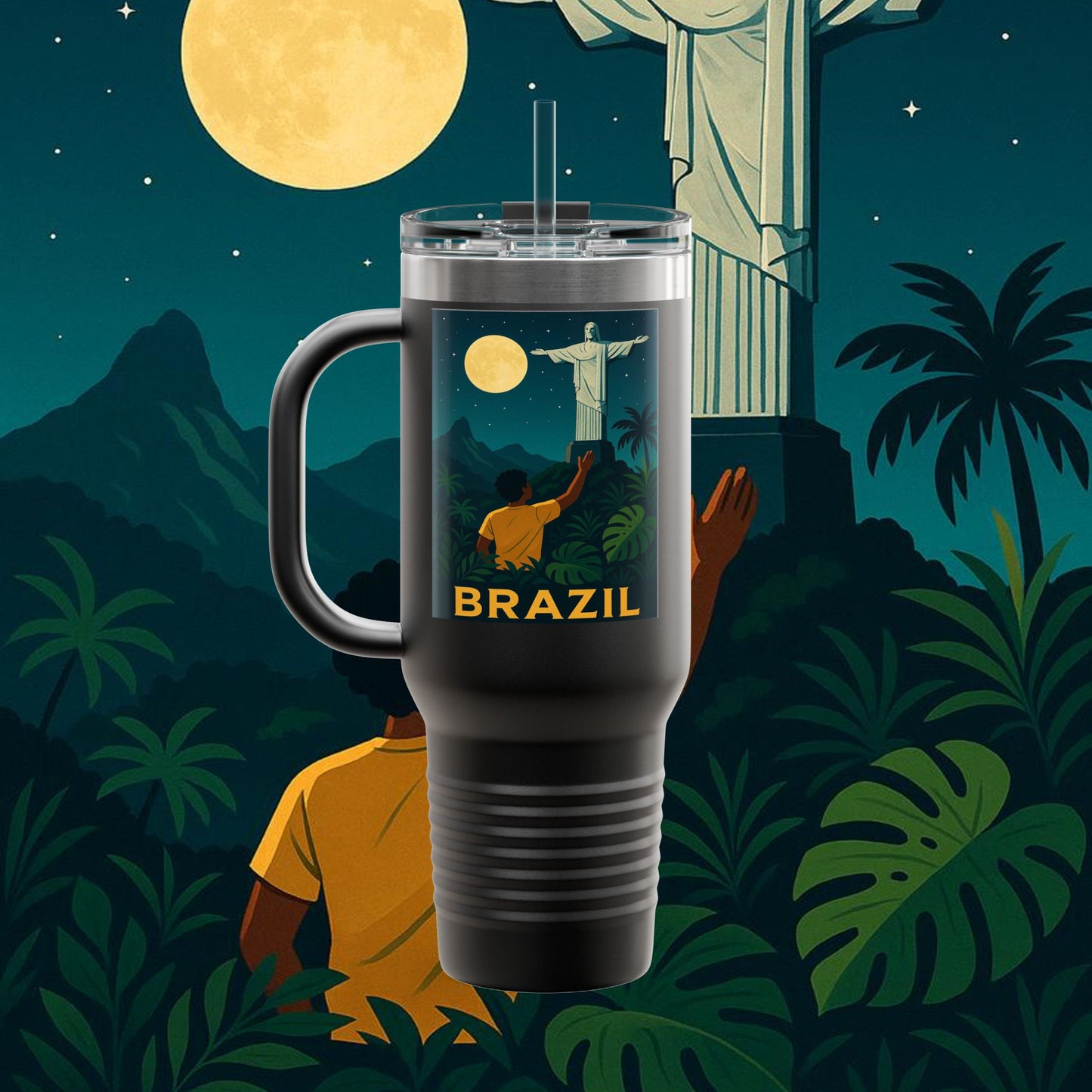 "taza de Viaje Aislada Brasil: Ritmo, Naturaleza y Alegría Infinita 🎶🌴🏖️"