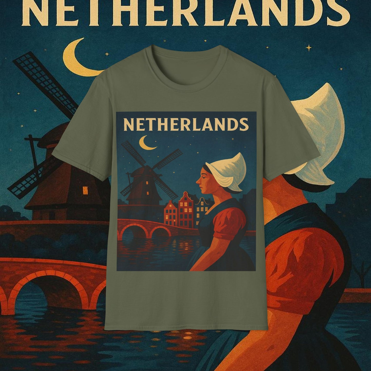"Camiseta paises bajos✨ – Tierra de tulipanes, molinos y canales mágicos"