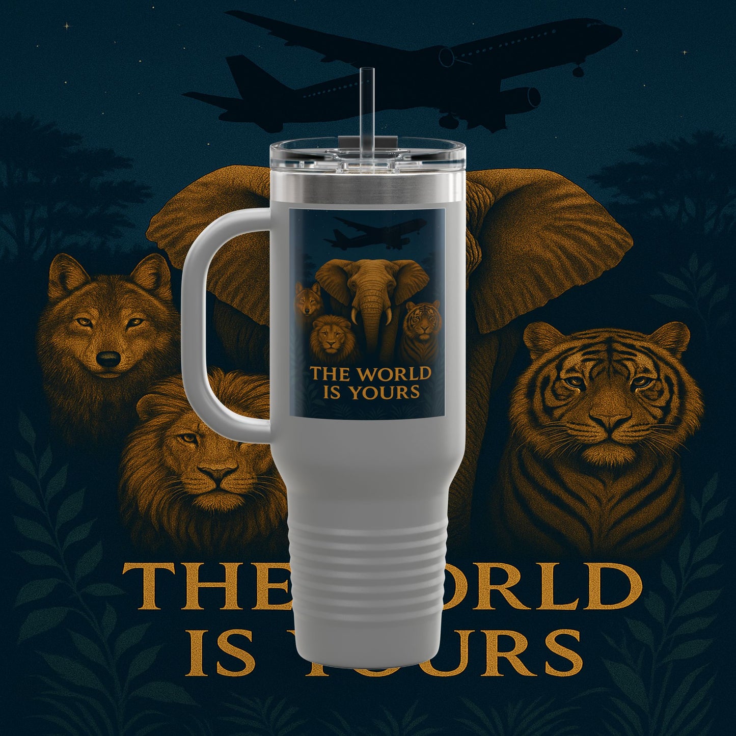 "Taza de viaje aislada El mundo es tuyo"🌍✨