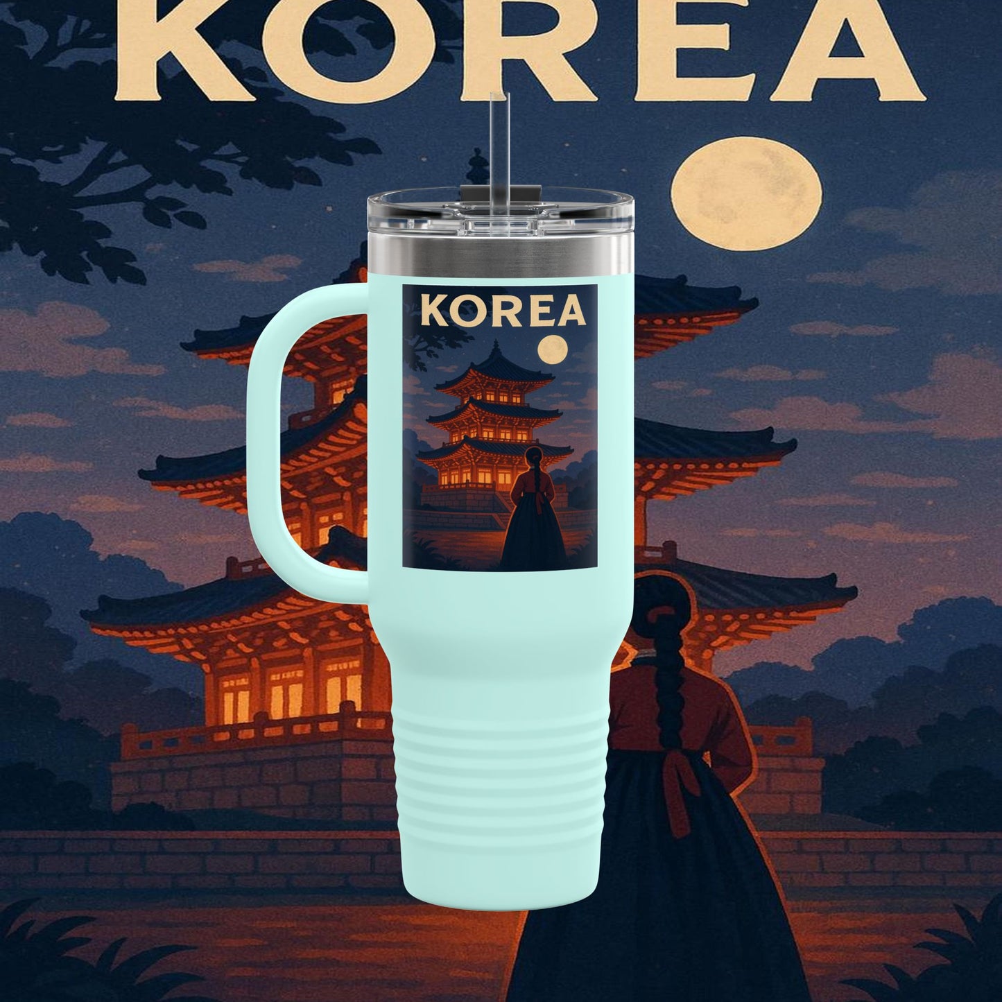 "Korean Insulated Travel Mug 🌸 – Ancient tradition and vibrant modernity"