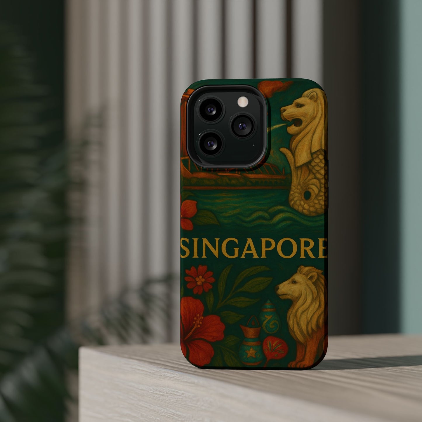 "Funda Magnética Reforzada Magnética Reforzada Singapur 🌆 – Futuro, cultura y naturaleza en un solo lugar"