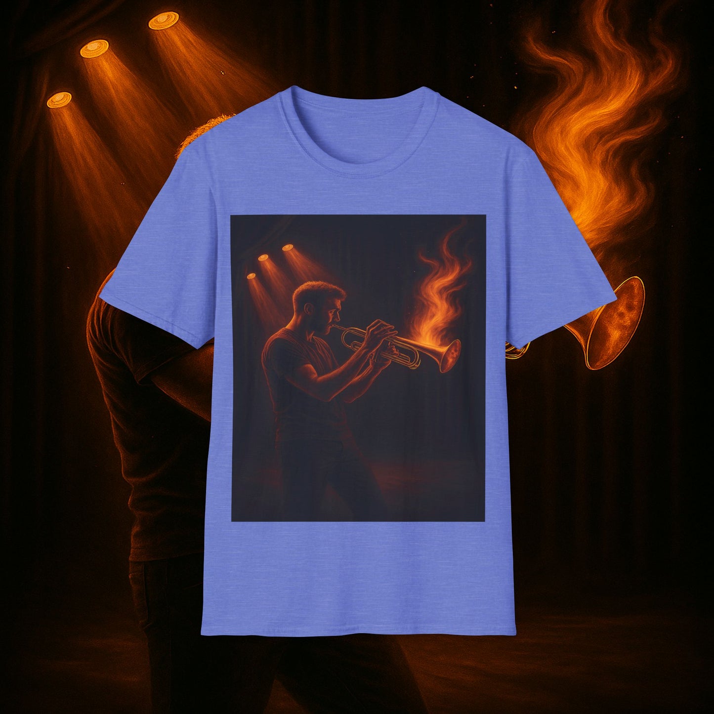 "Camiseta trompeta 🎺🔥Donde hay fuego, hay música.”