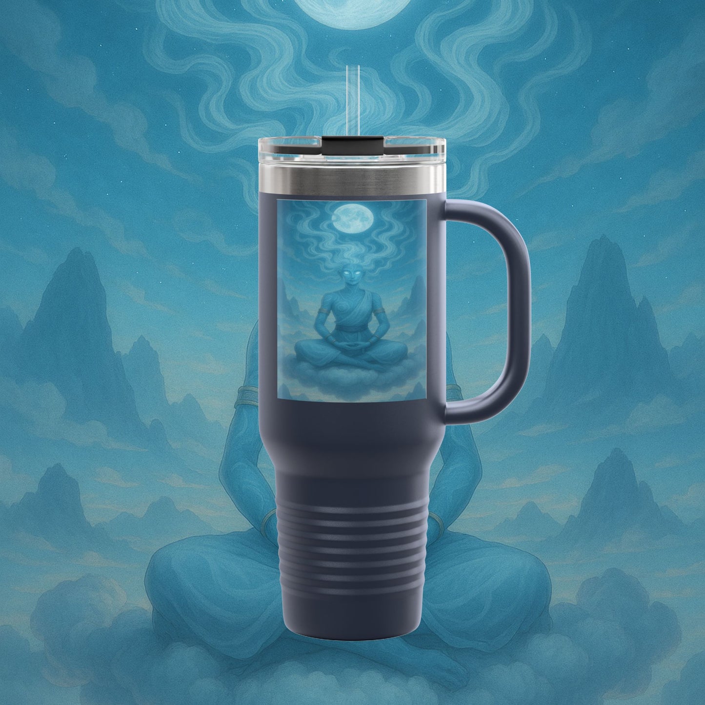 "Taza de viaje aislada Zephala,💨- la Voz del Viento Eterno"