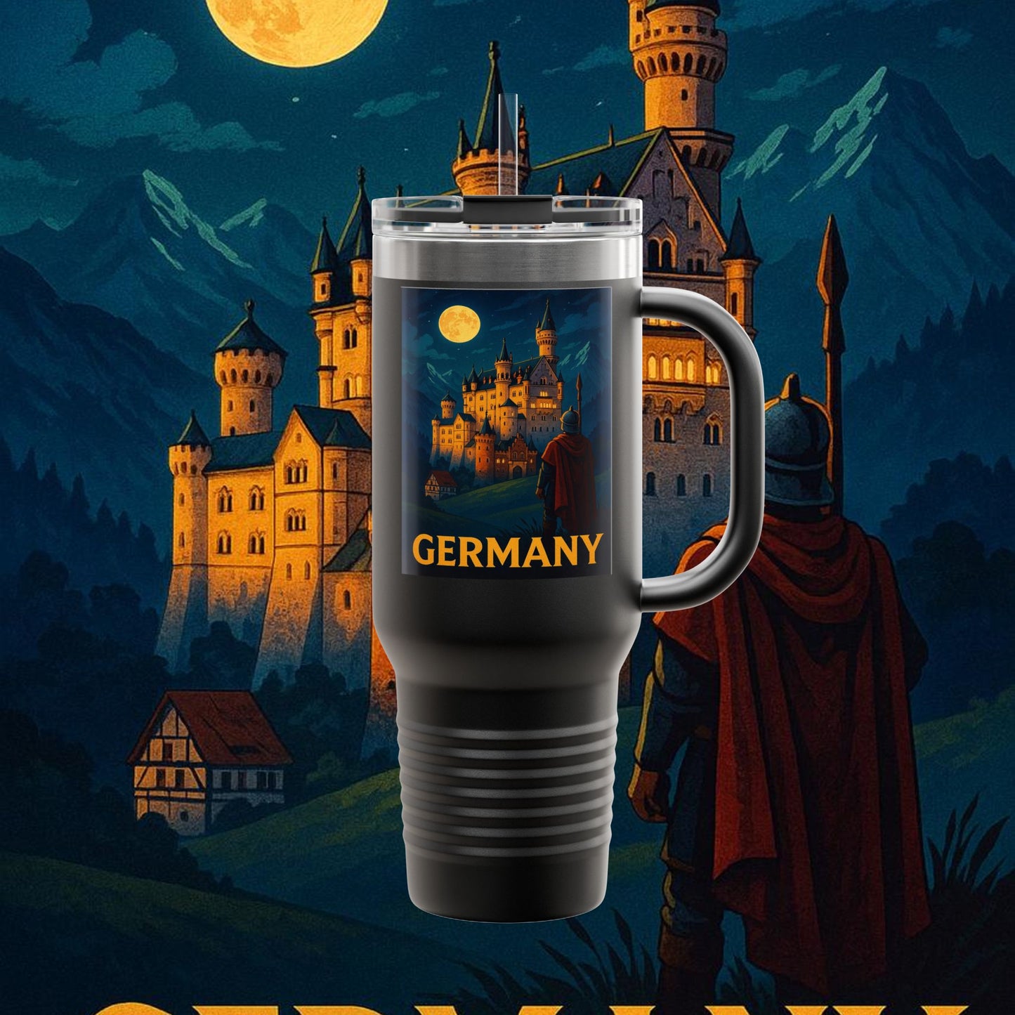 "taza de Viaje Aislada Alemania: Fortaleza, Historia y Tradición 🎖️🏰🍺"