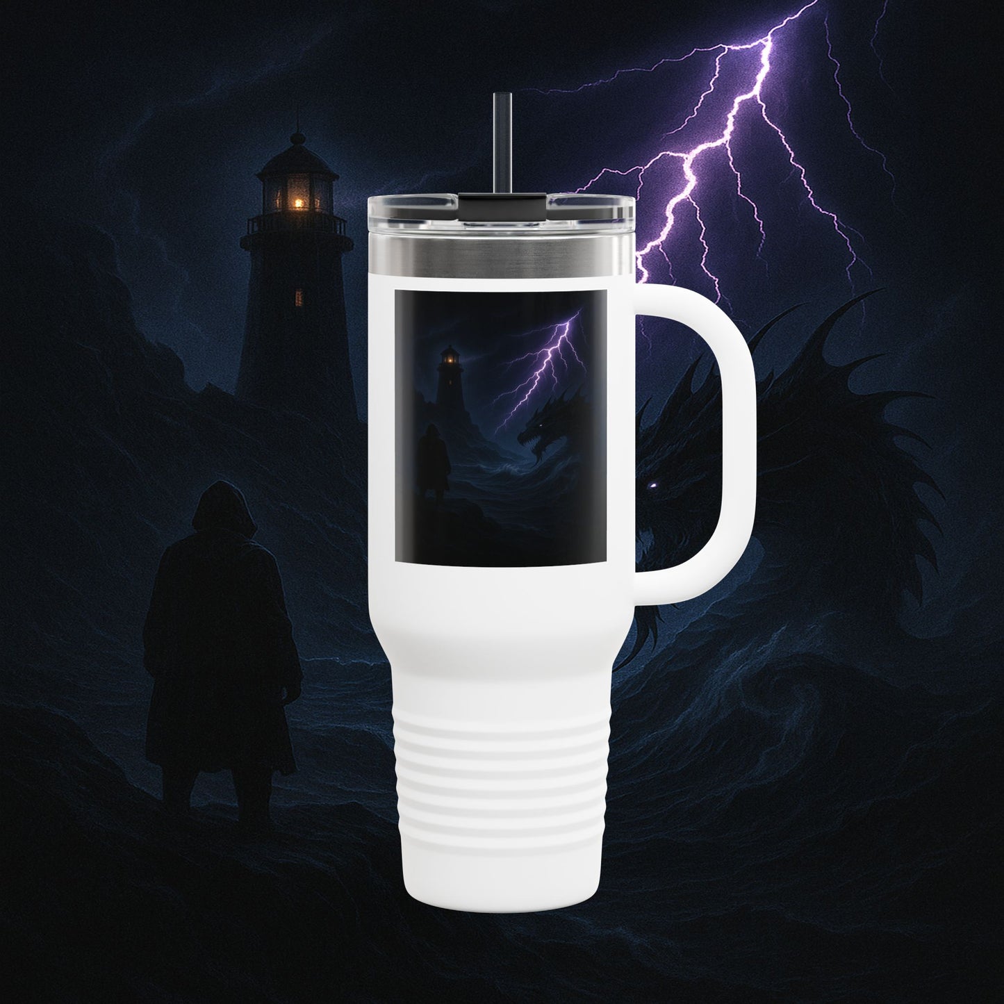 "Taza de viaje aislada🐉 El Despertar del Leviatán"