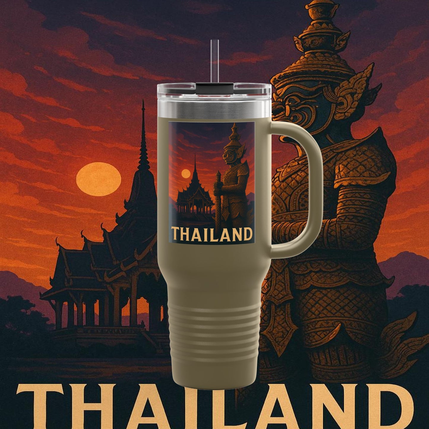 "Thailand Insulated Travel Mug🌴 – The Kingdom of Smiles and Adventure"