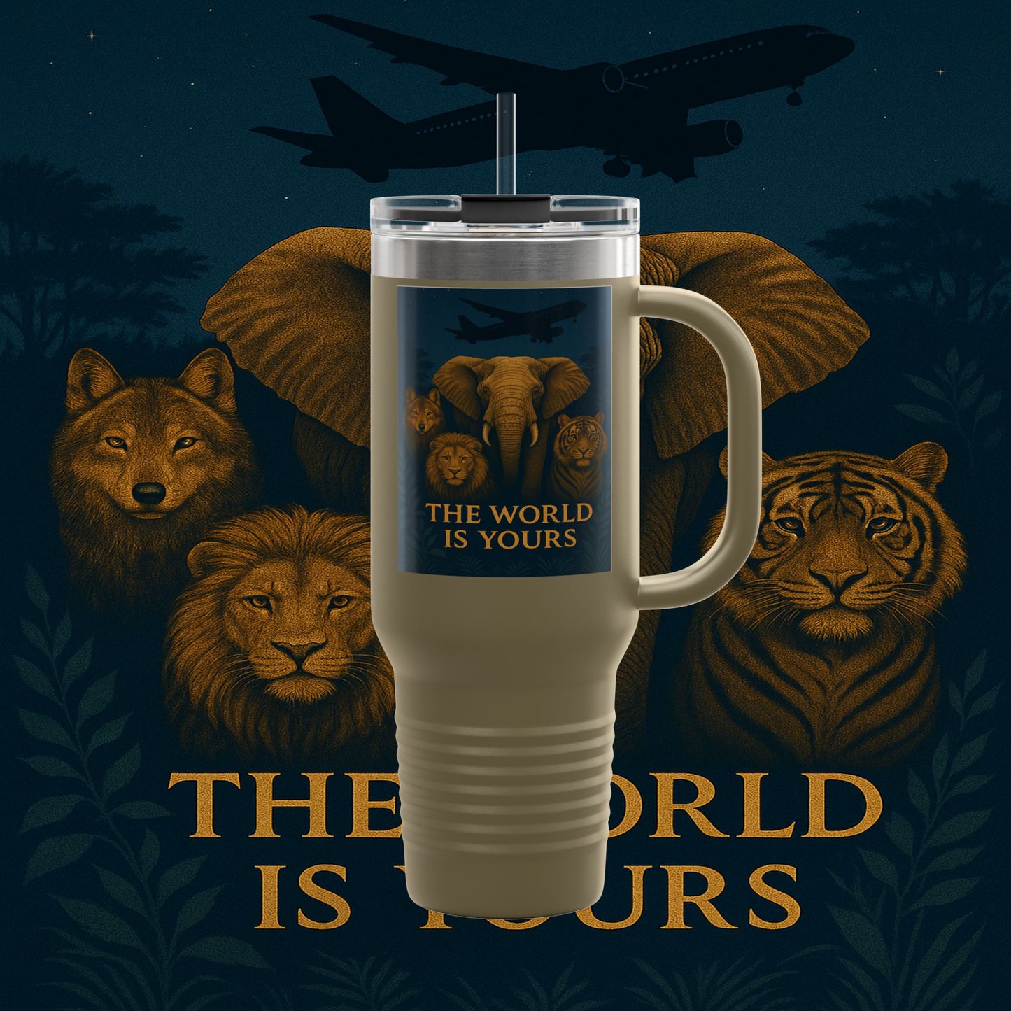 "Taza de viaje aislada El mundo es tuyo"🌍✨
