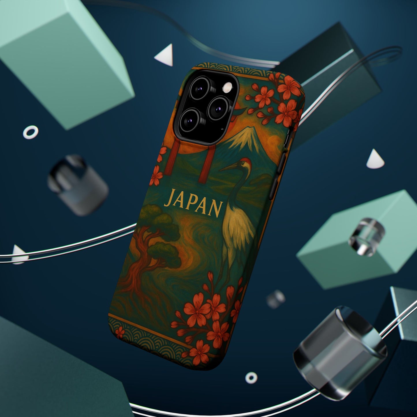 "Funda Magnética Reforzada Japón: Tradición entre Cerezos y Montañas 🌸⛩️🗻"