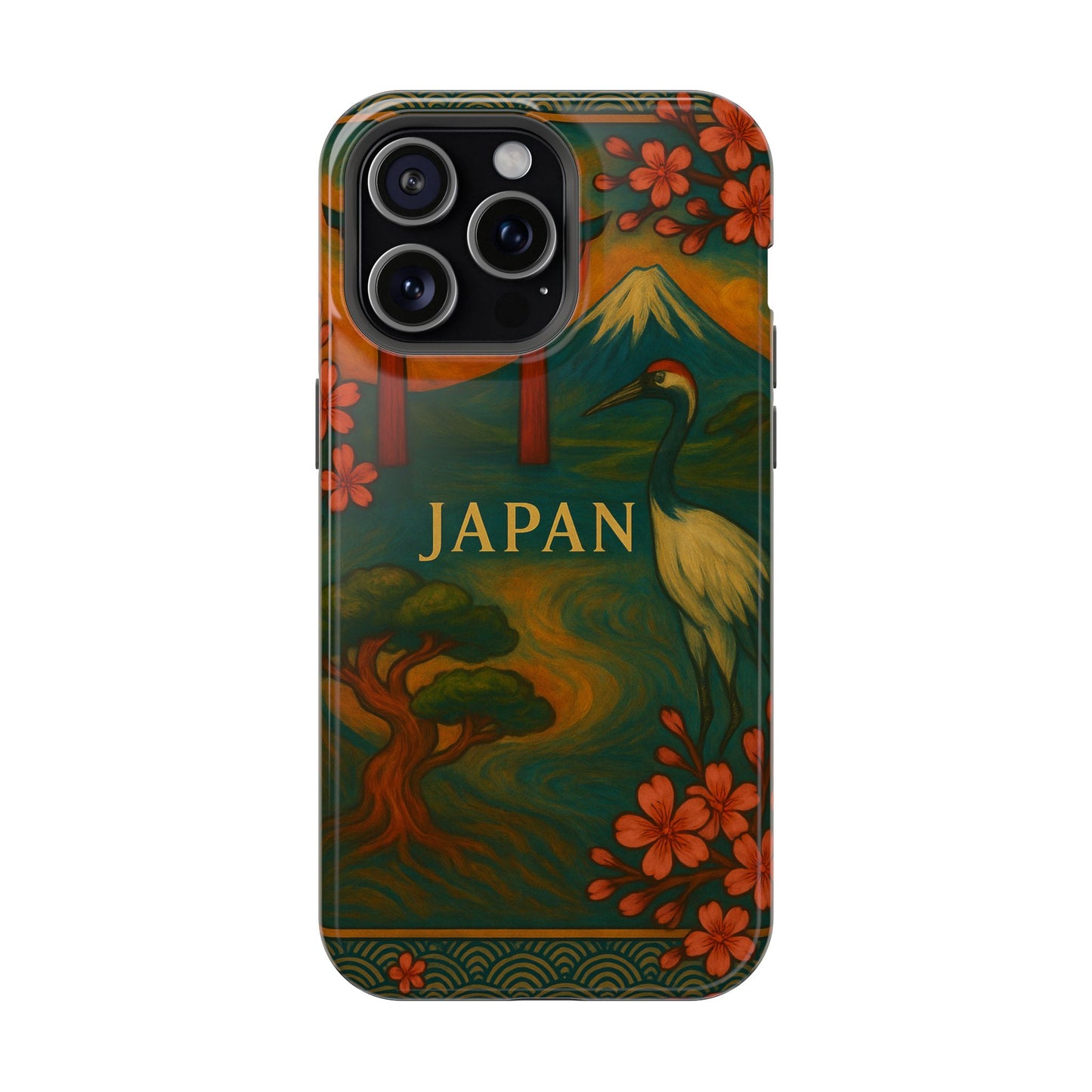 "Funda Magnética Reforzada Japón: Tradición entre Cerezos y Montañas 🌸⛩️🗻"