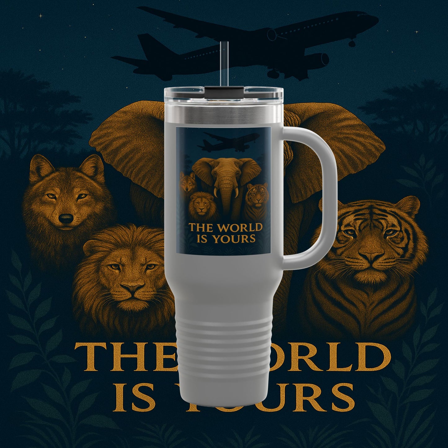"Taza de viaje aislada El mundo es tuyo"🌍✨